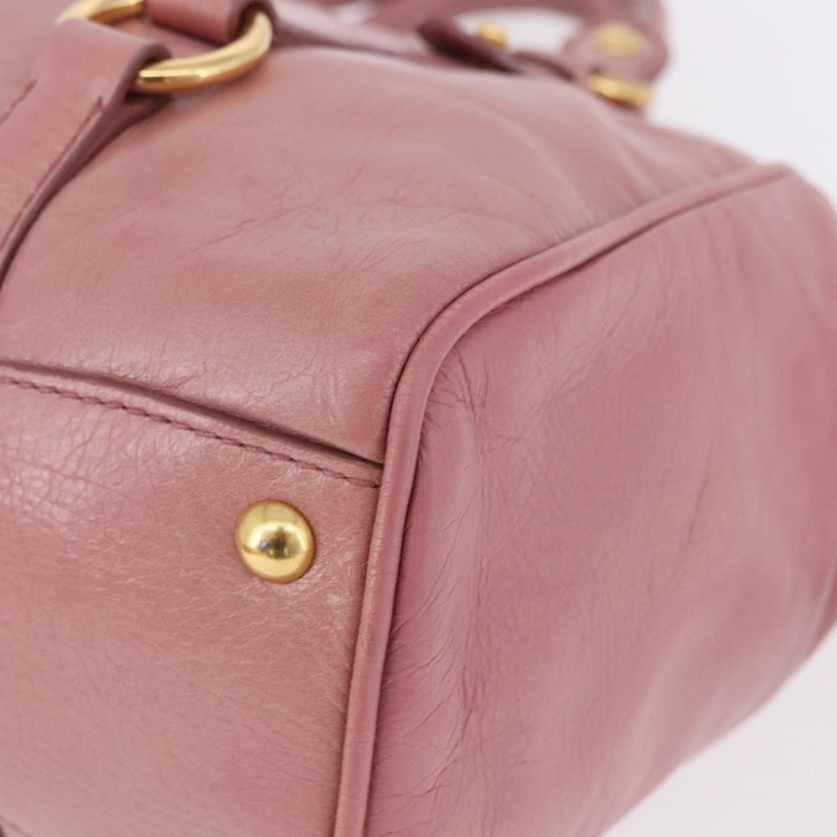 Miu Miu Hand Bag Leather Pink Gold Auth bs36498A