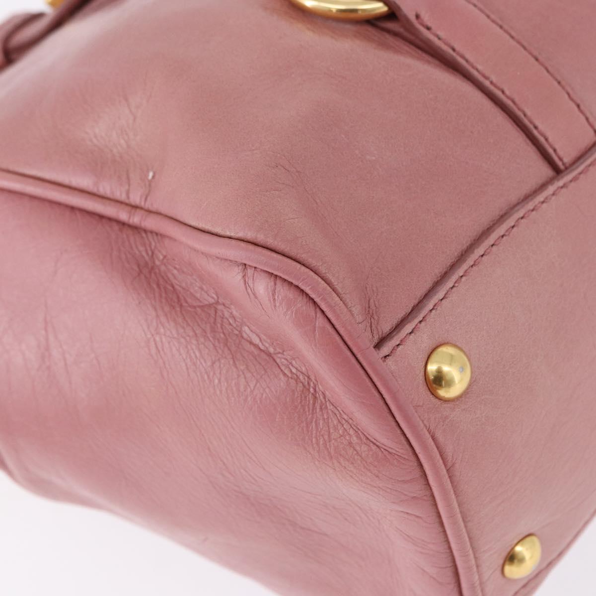 Miu Miu Hand Bag Leather Pink Gold Auth bs36498A