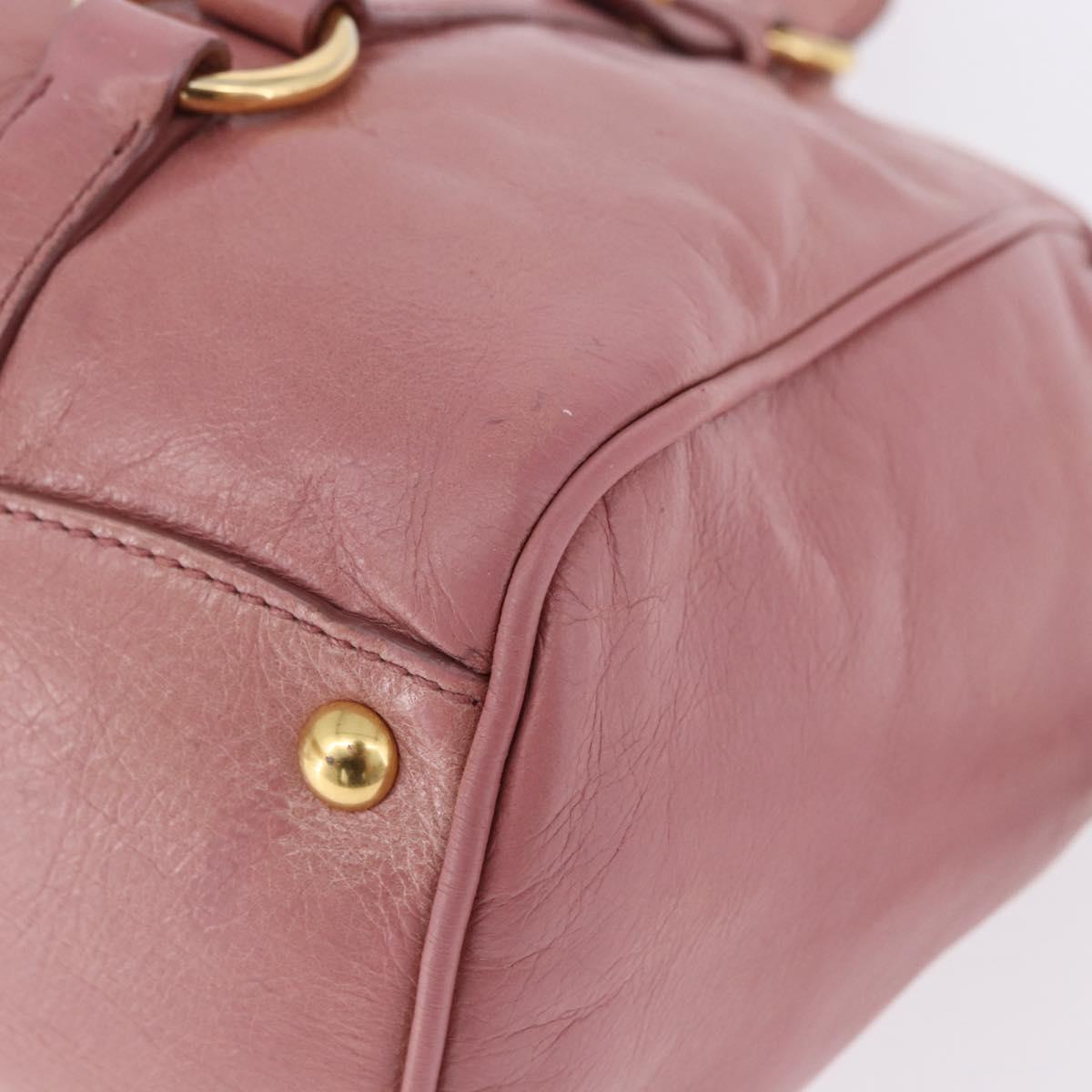 Miu Miu Hand Bag Leather Pink Gold Auth bs36498A