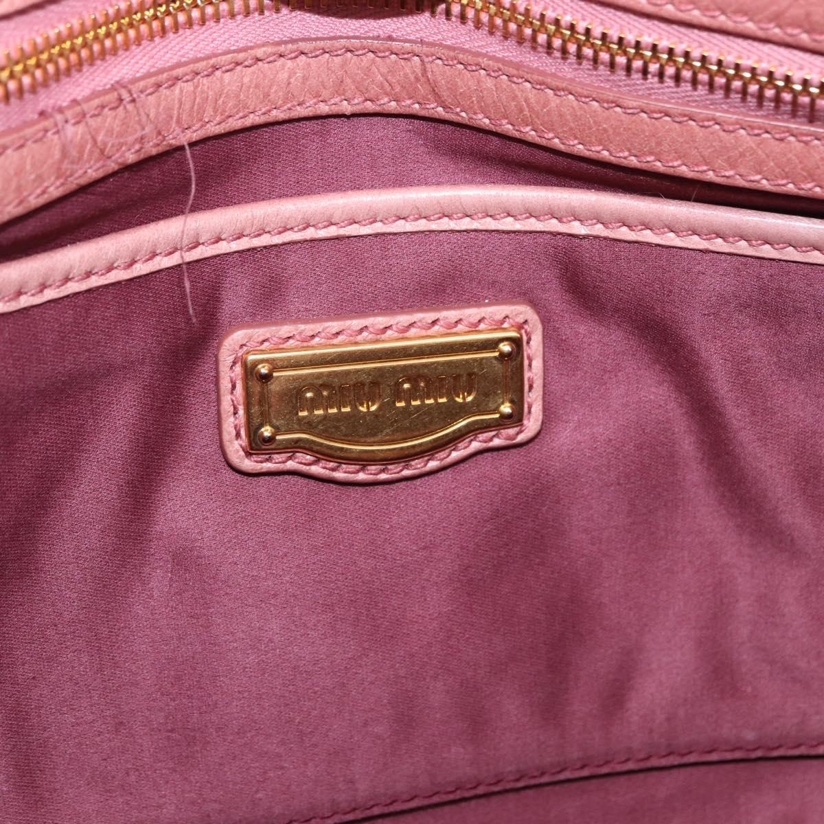 Miu Miu Hand Bag Leather Pink Gold Auth bs36498A