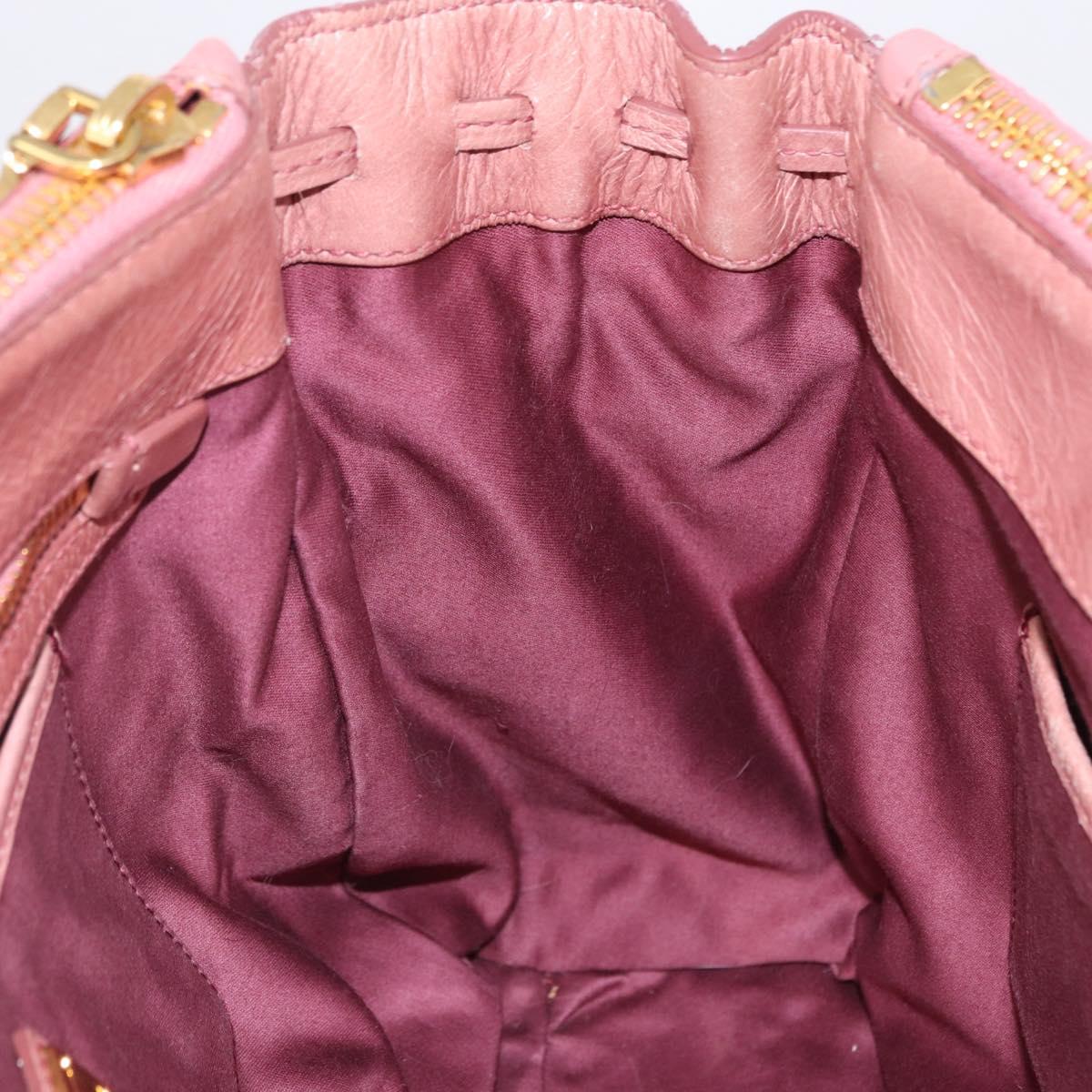 Miu Miu Hand Bag Leather Pink Gold Auth bs36498A