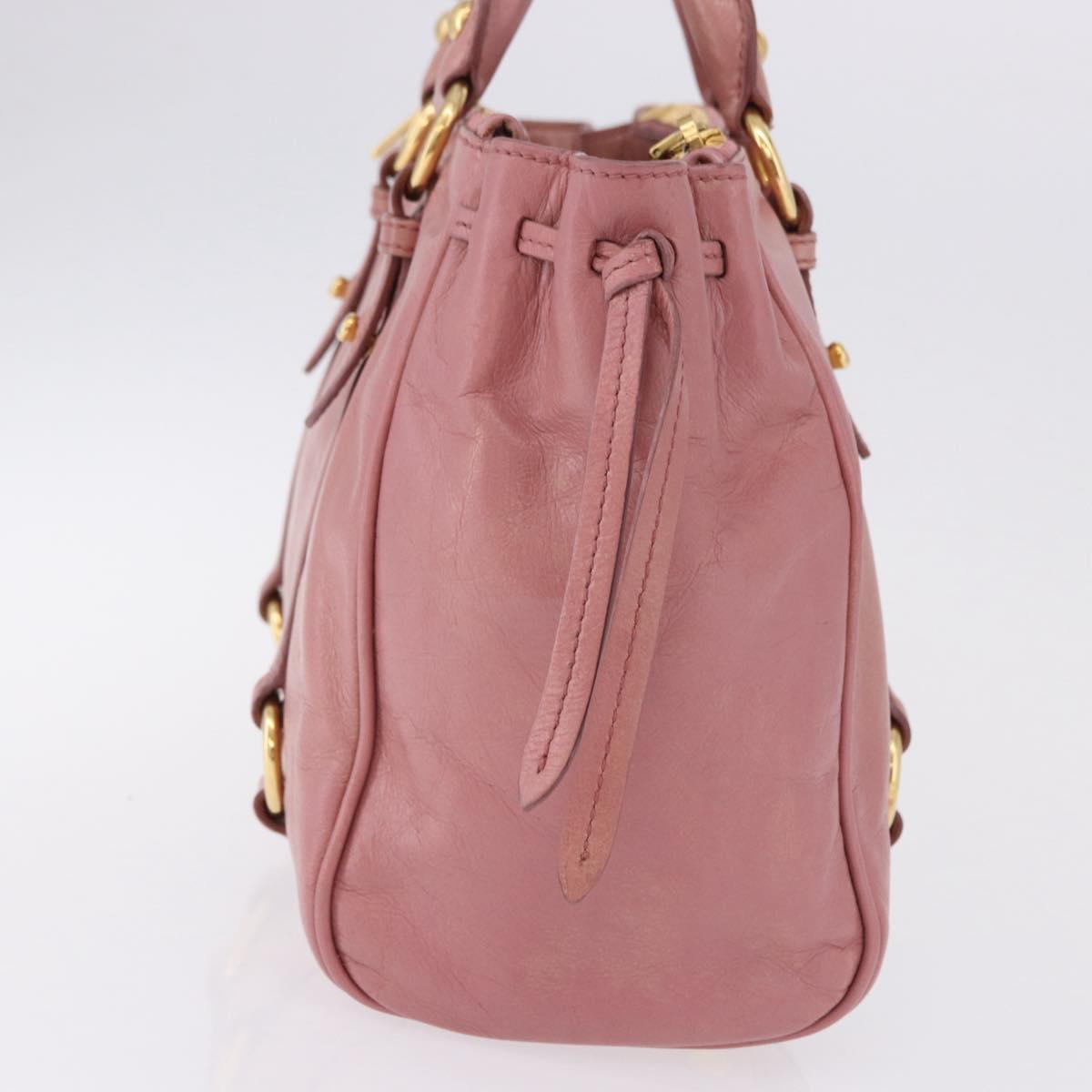 Miu Miu Hand Bag Leather Pink Gold Auth bs36498A