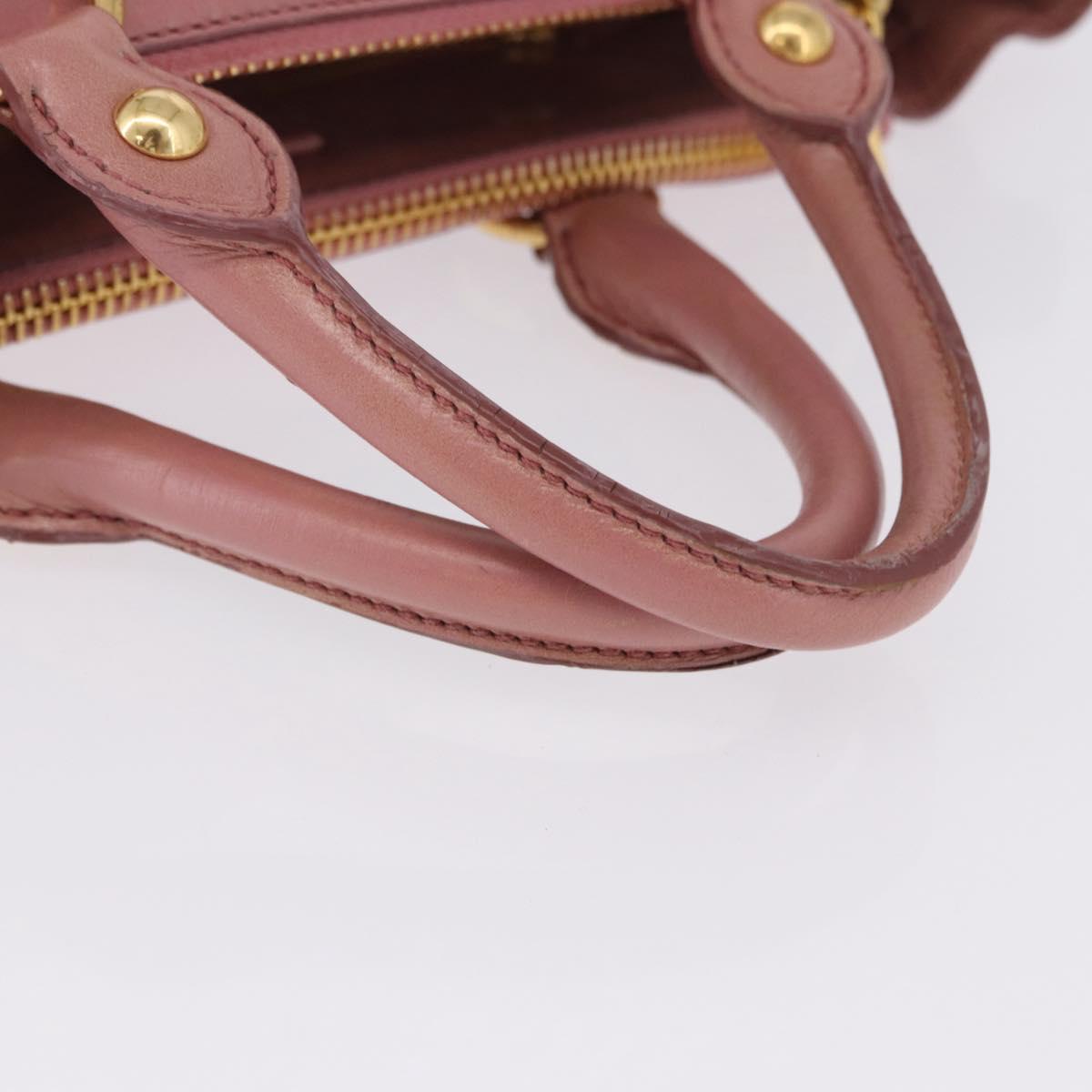 Miu Miu Hand Bag Leather Pink Gold Auth bs36498A