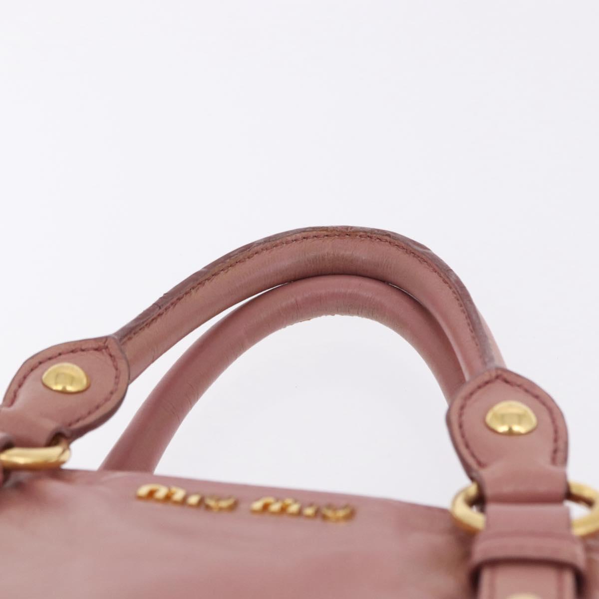 Miu Miu Hand Bag Leather Pink Gold Auth bs36498A