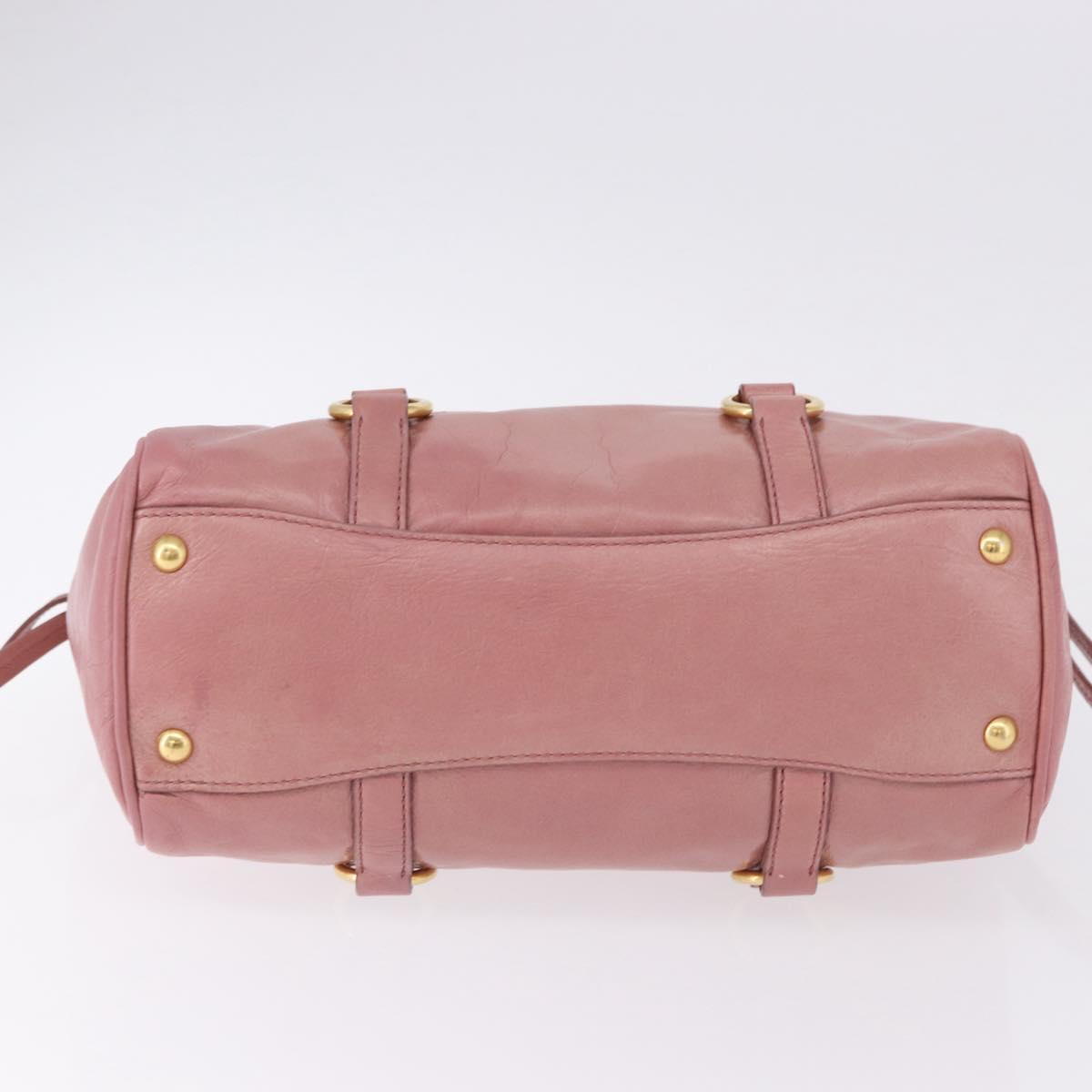 Miu Miu Hand Bag Leather Pink Gold Auth bs36498A
