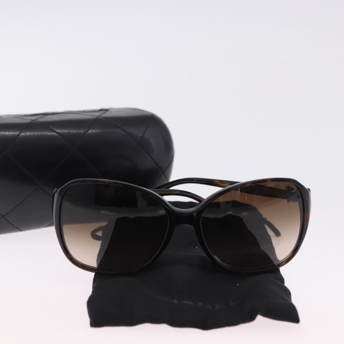CHANEL Sunglasses Plastic Black CC Auth bs36501