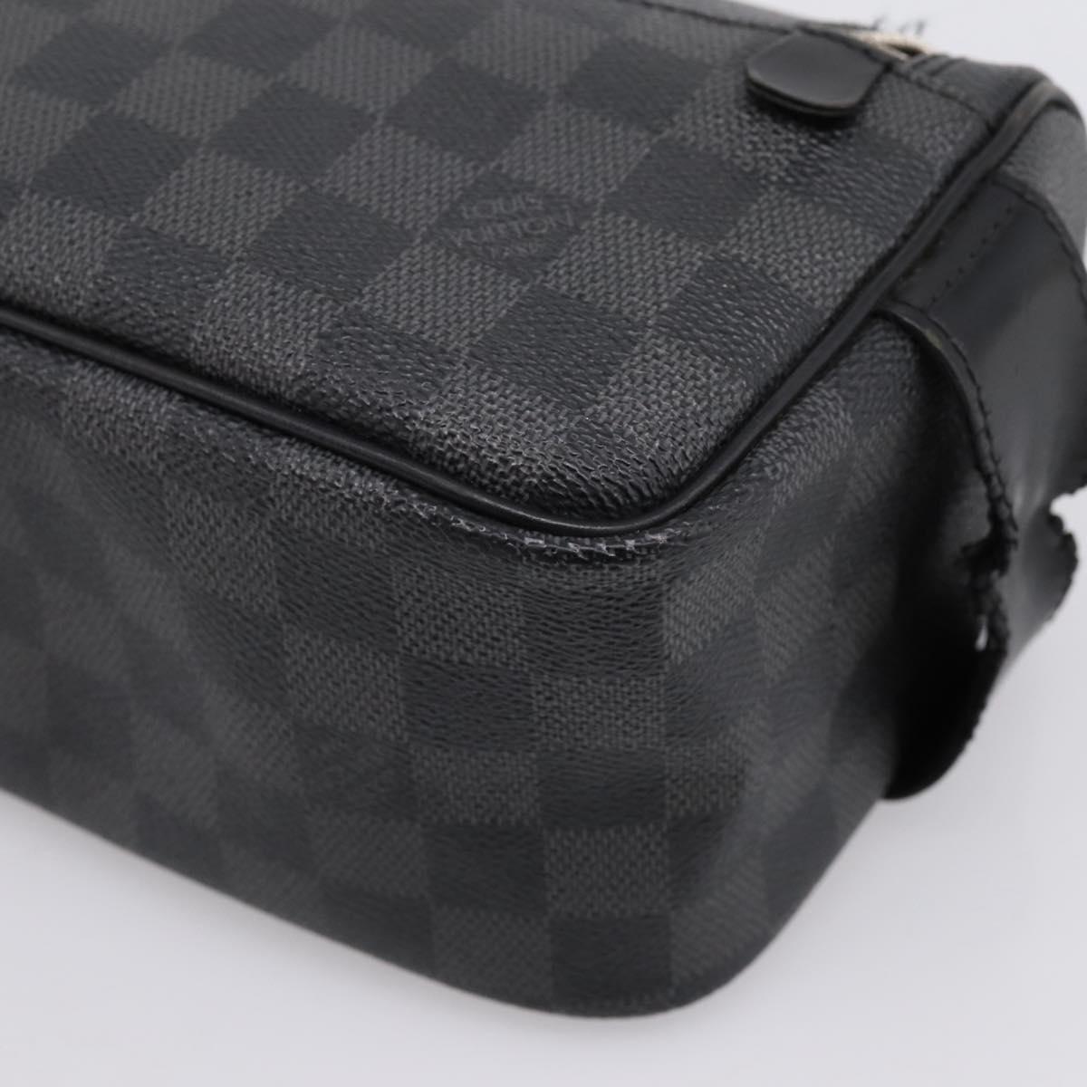 LOUIS VUITTON Damier Grafitte C Cracking Pouch Clutch Bag N47625 LV Auth bs36509