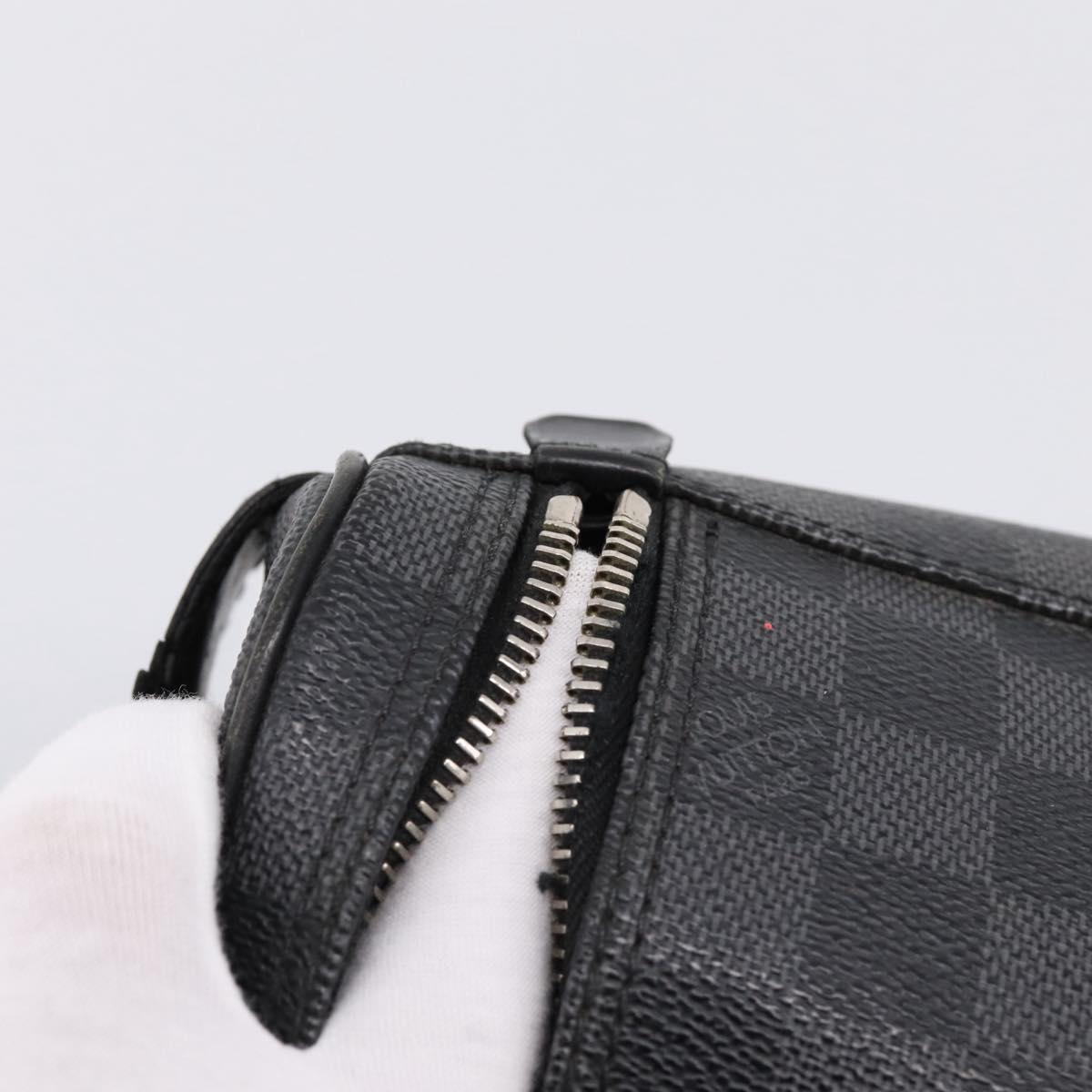 LOUIS VUITTON Damier Grafitte C Cracking Pouch Clutch Bag N47625 LV Auth bs36509