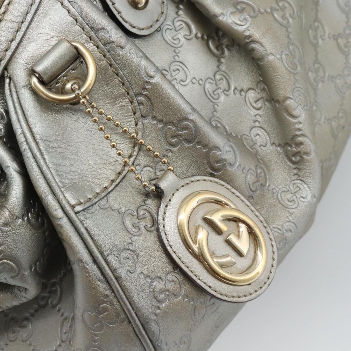 GUCCI GG Canvas Guccissima Bag Leather 2way Silver Gold 223974 Auth bs36514