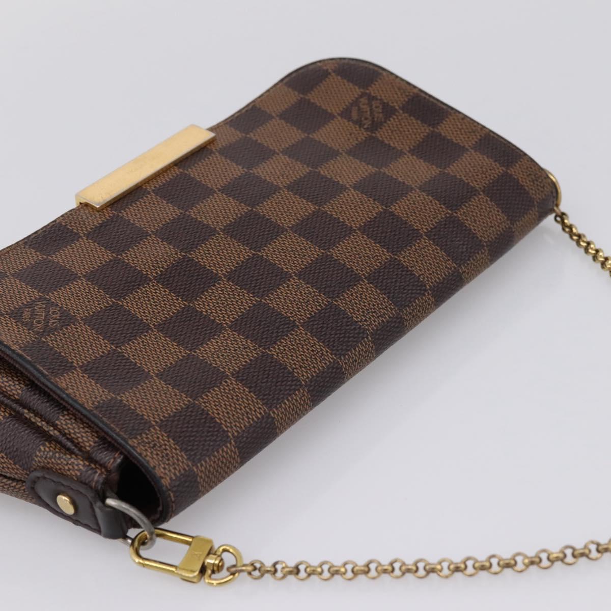 LOUIS VUITTON Damier Ebene Favorit PM Shoulder Bag N41276 LV Auth bs36519