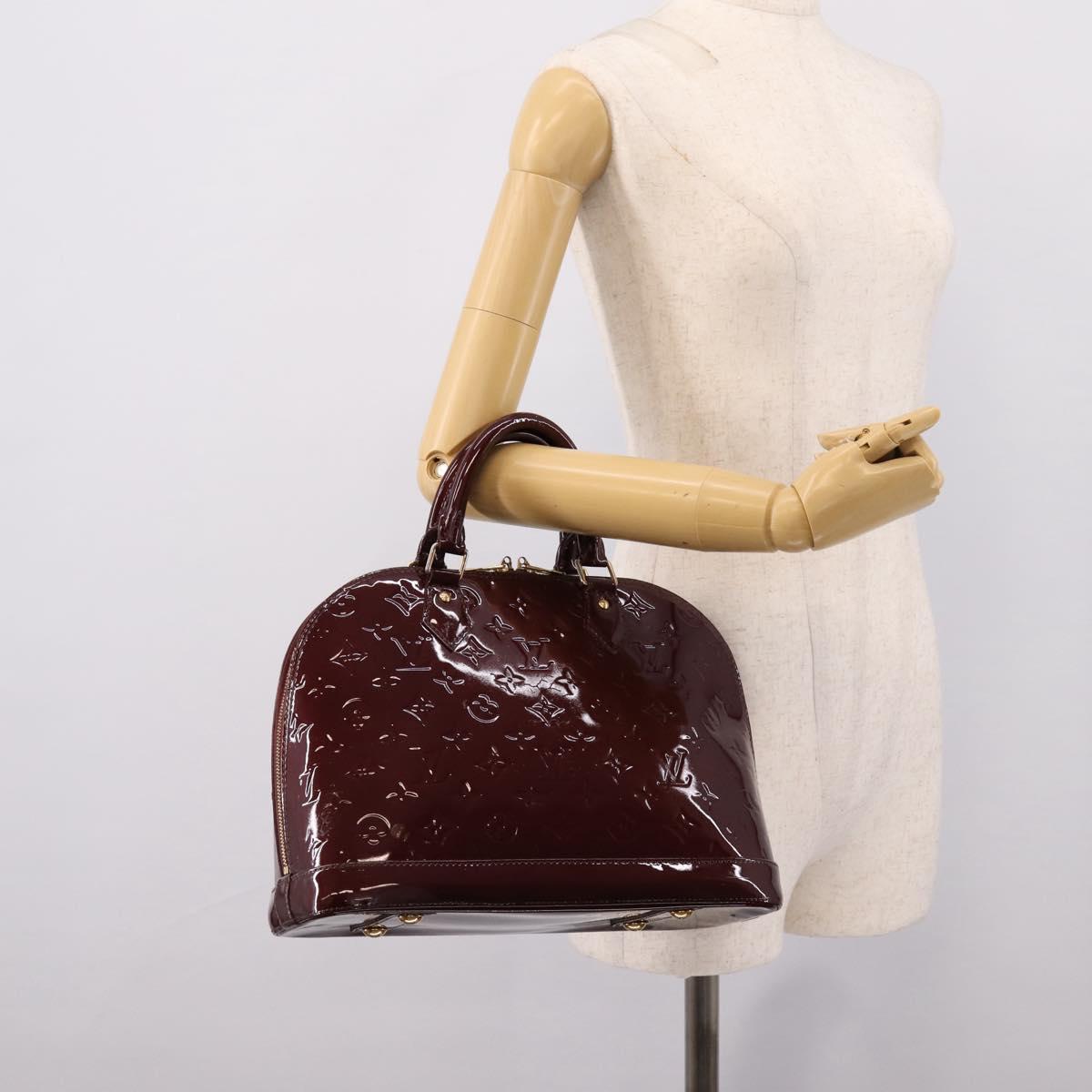 LOUIS VUITTON Monogram Vernis Alma PM Hand Bag Rouge Favist M91691 Auth bs36520