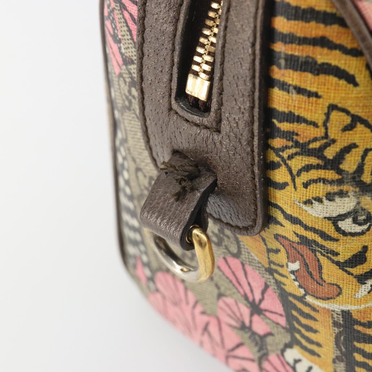 GUCCI GG Supreme Hand Bag PVC Leather Beige Gold Tone 409529 Auth bs36521