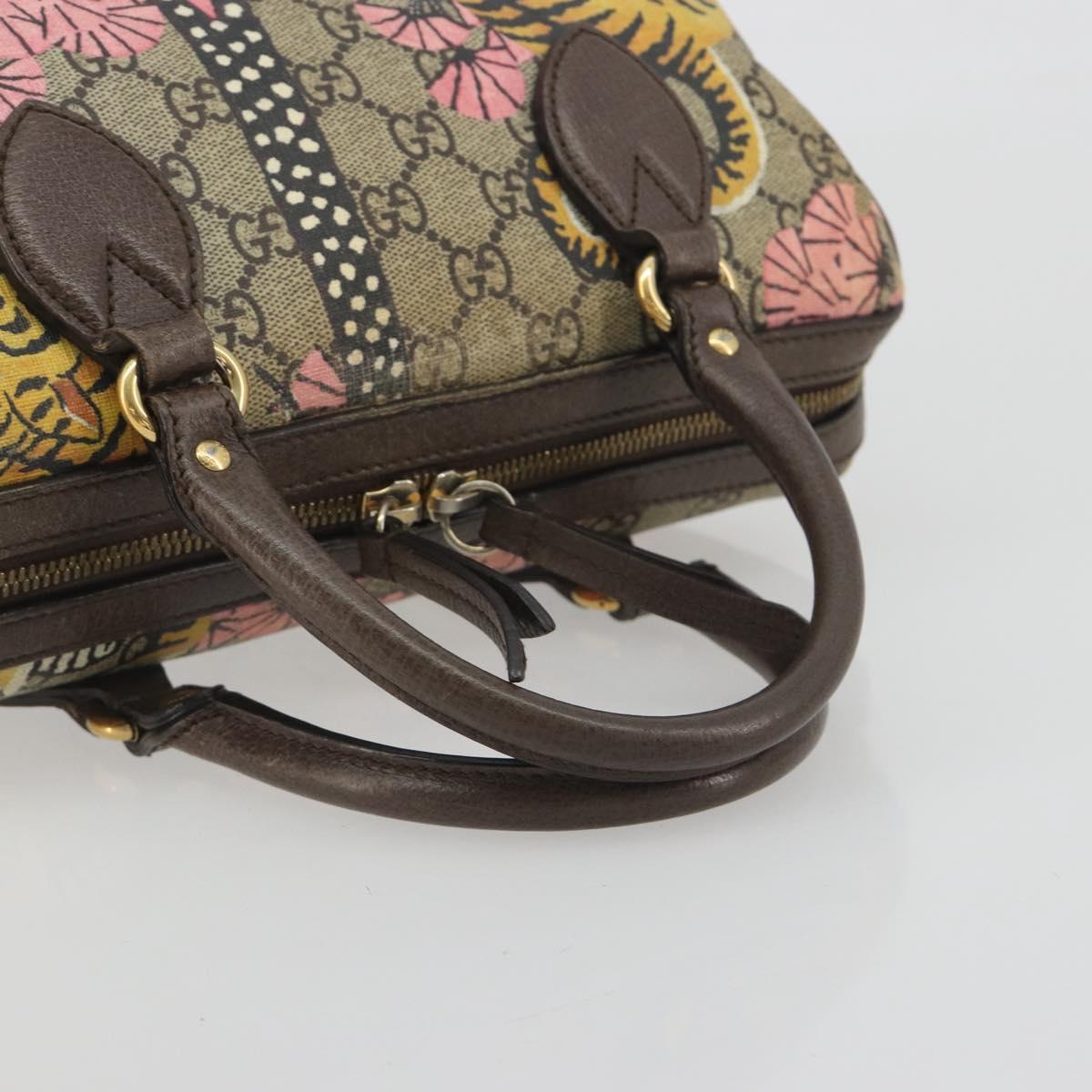 GUCCI GG Supreme Hand Bag PVC Leather Beige Gold Tone 409529 Auth bs36521