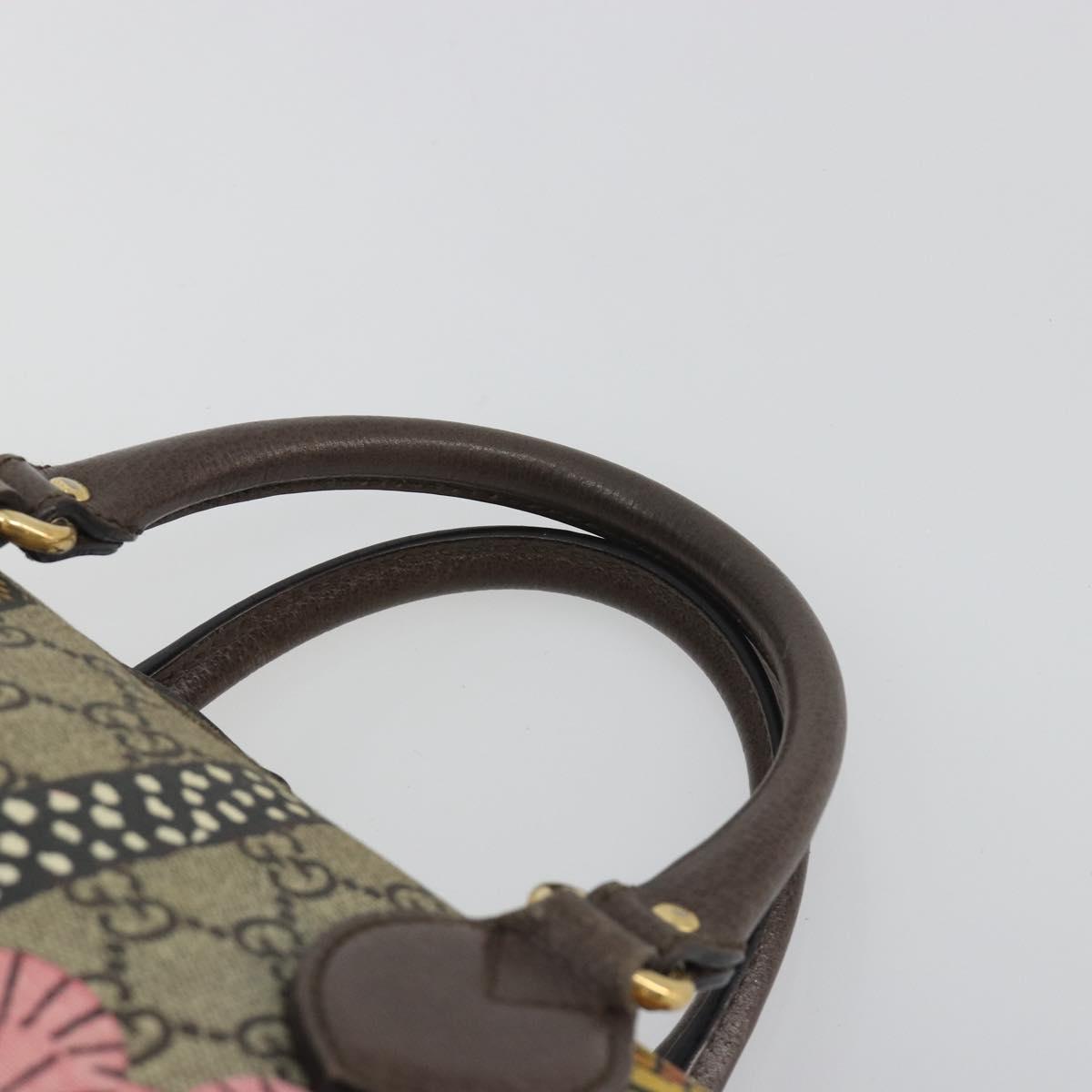 GUCCI GG Supreme Hand Bag PVC Leather Beige Gold Tone 409529 Auth bs36521