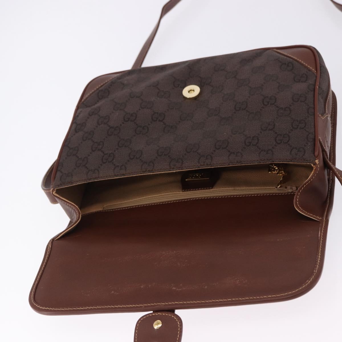 GUCCI GG Canvas Shoulder Bag Brown Gold 001 261 0613 Auth bs36525