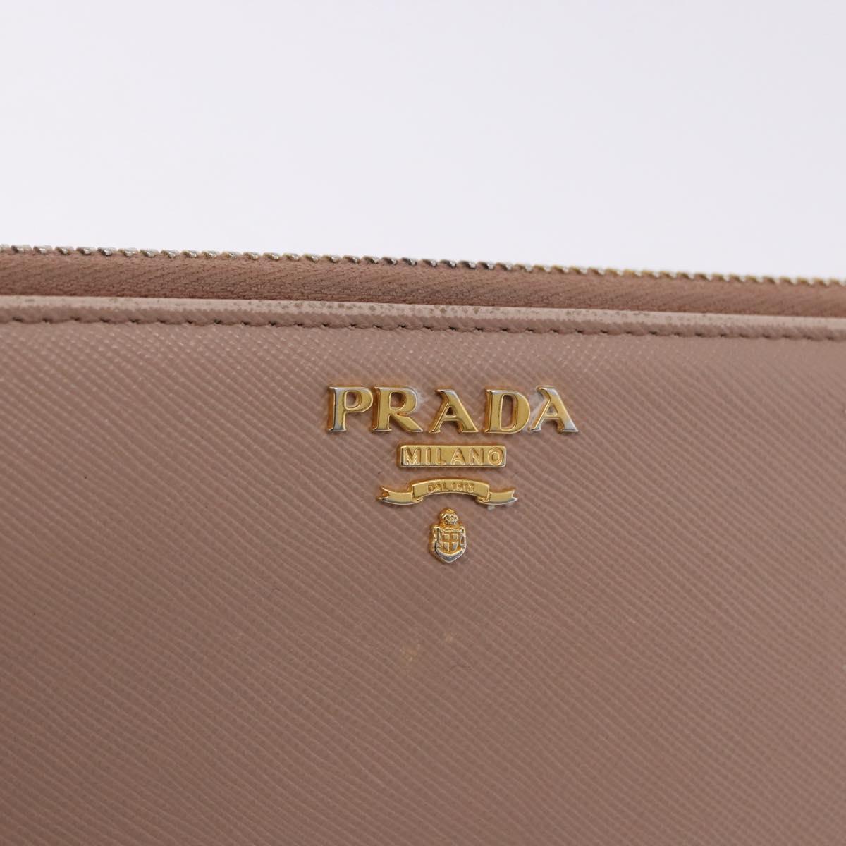 PRADA Long Wallet Safiano Leather Beige Gold Auth bs36526