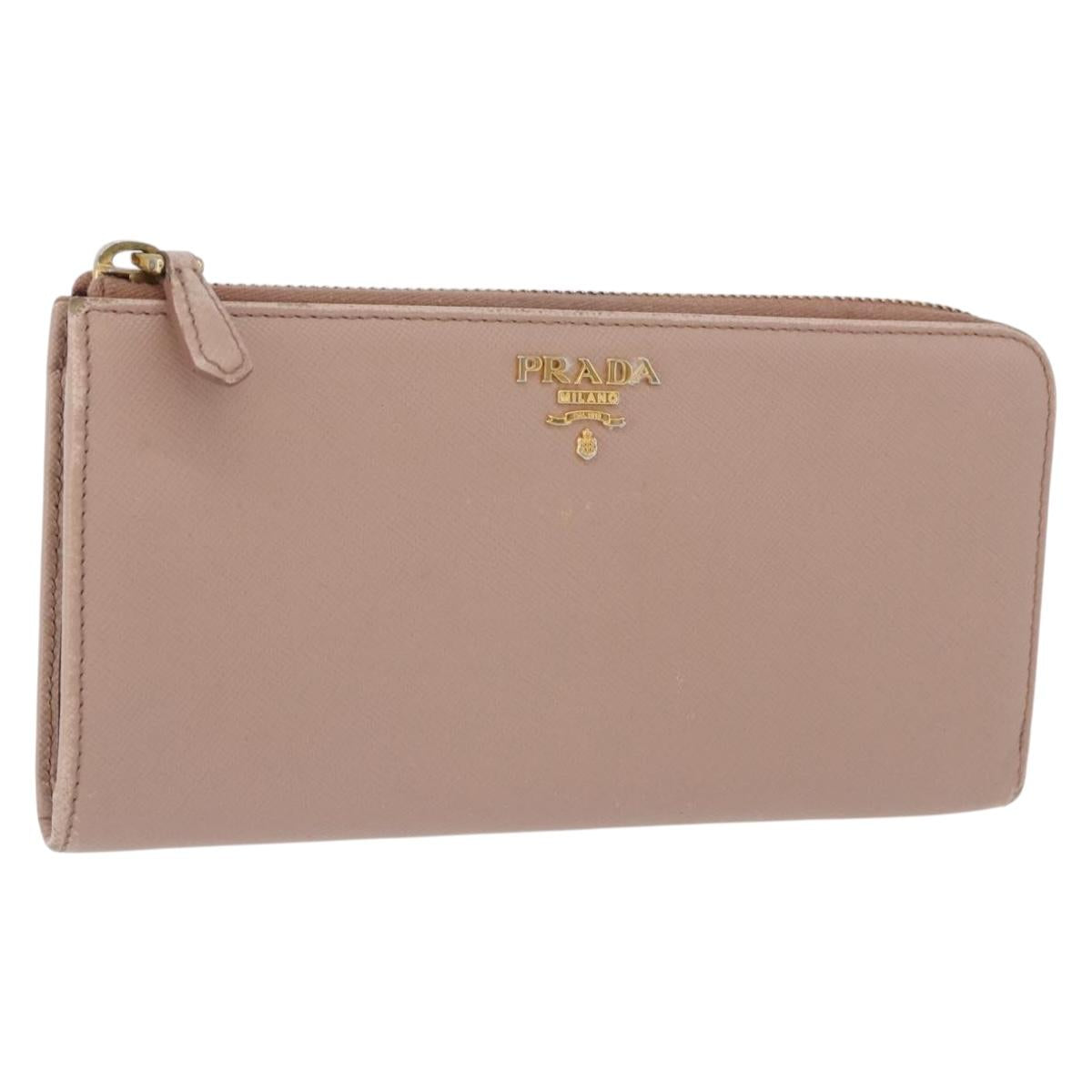 PRADA Long Wallet Safiano Leather Beige Gold Auth bs36526