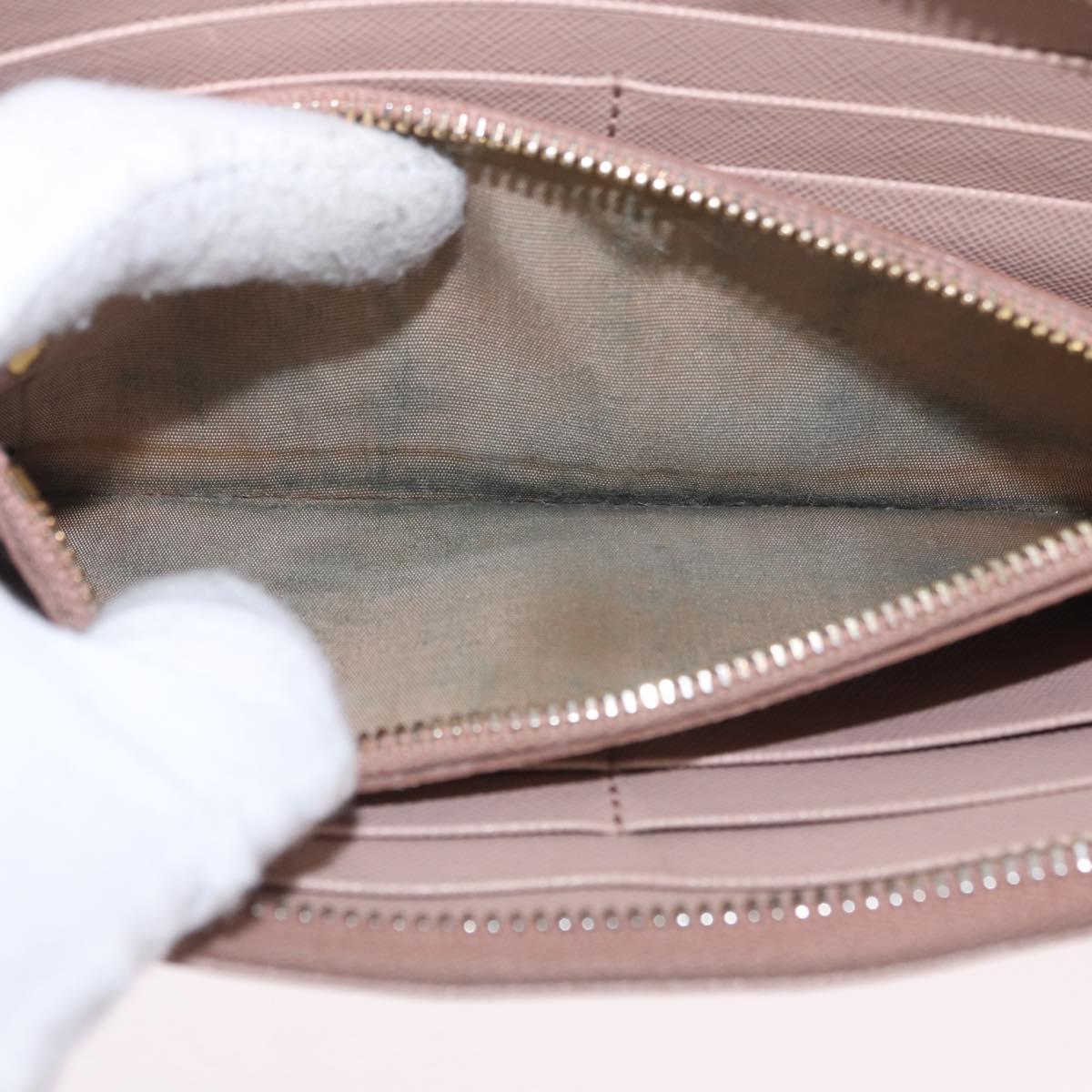 PRADA Long Wallet Safiano Leather Beige Gold Auth bs36526