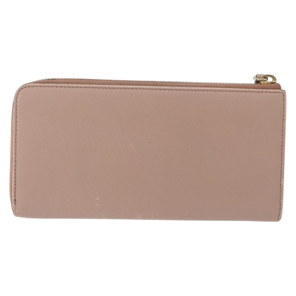 PRADA Long Wallet Safiano Leather Beige Gold Auth bs36526