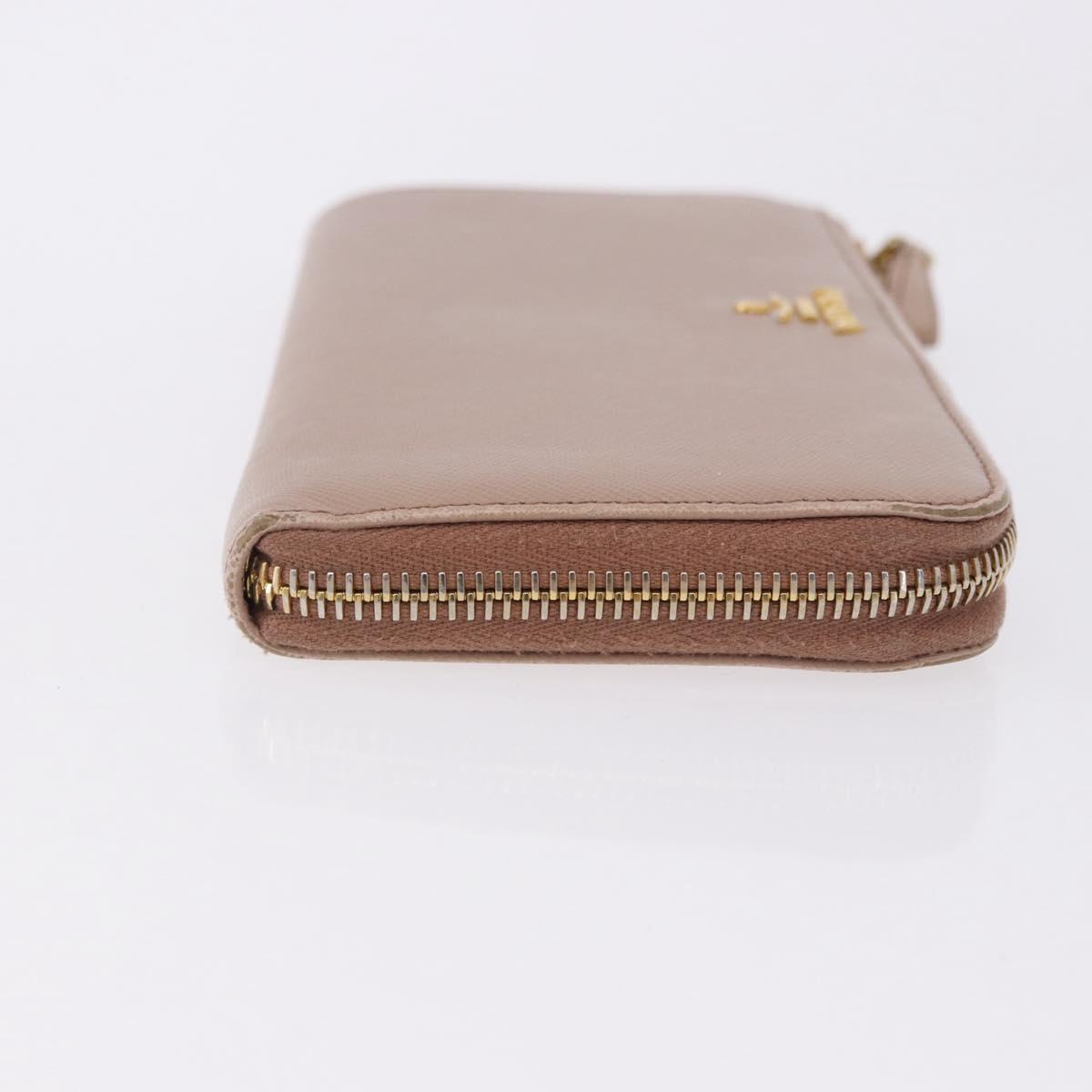 PRADA Long Wallet Safiano Leather Beige Gold Auth bs36526