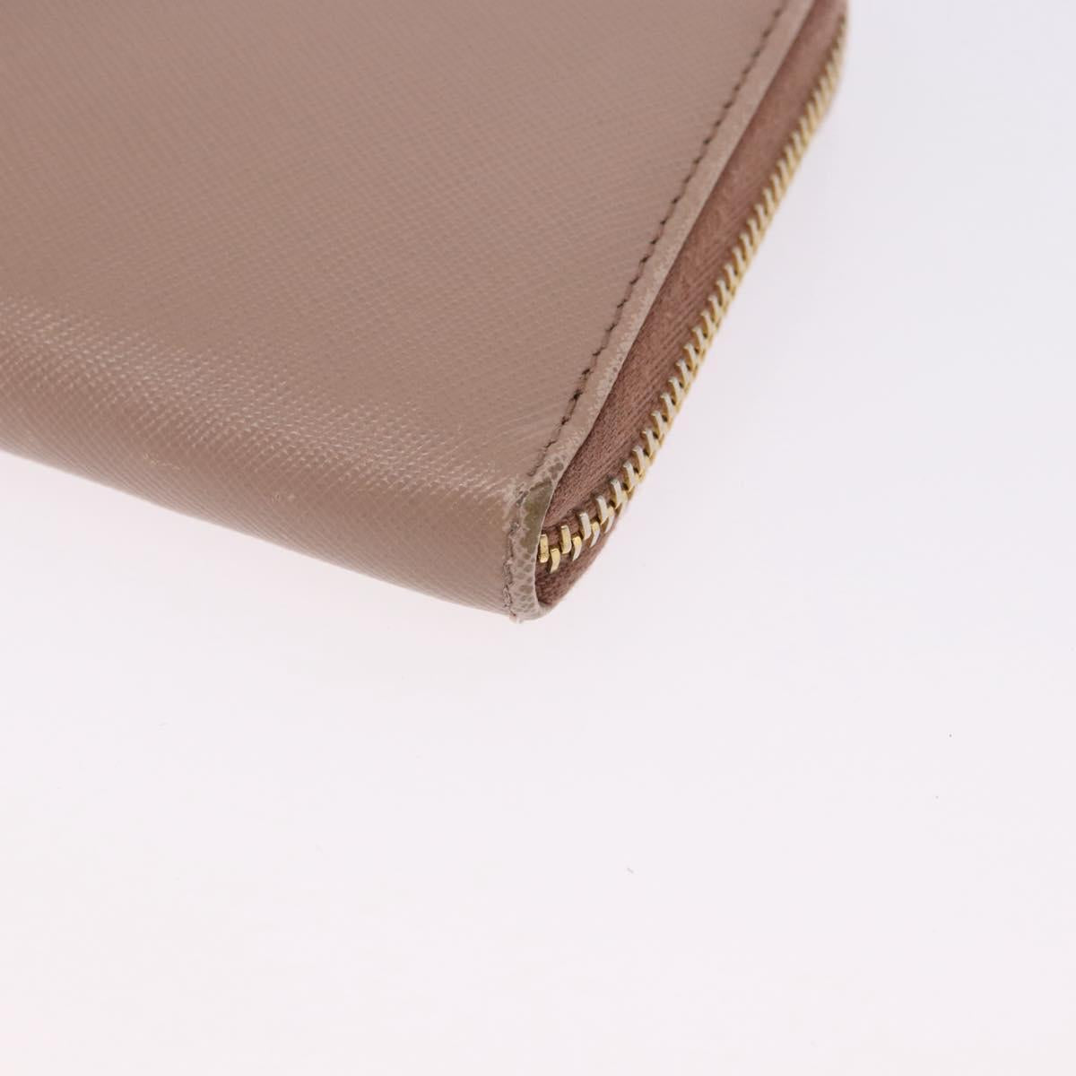 PRADA Long Wallet Safiano Leather Beige Gold Auth bs36526
