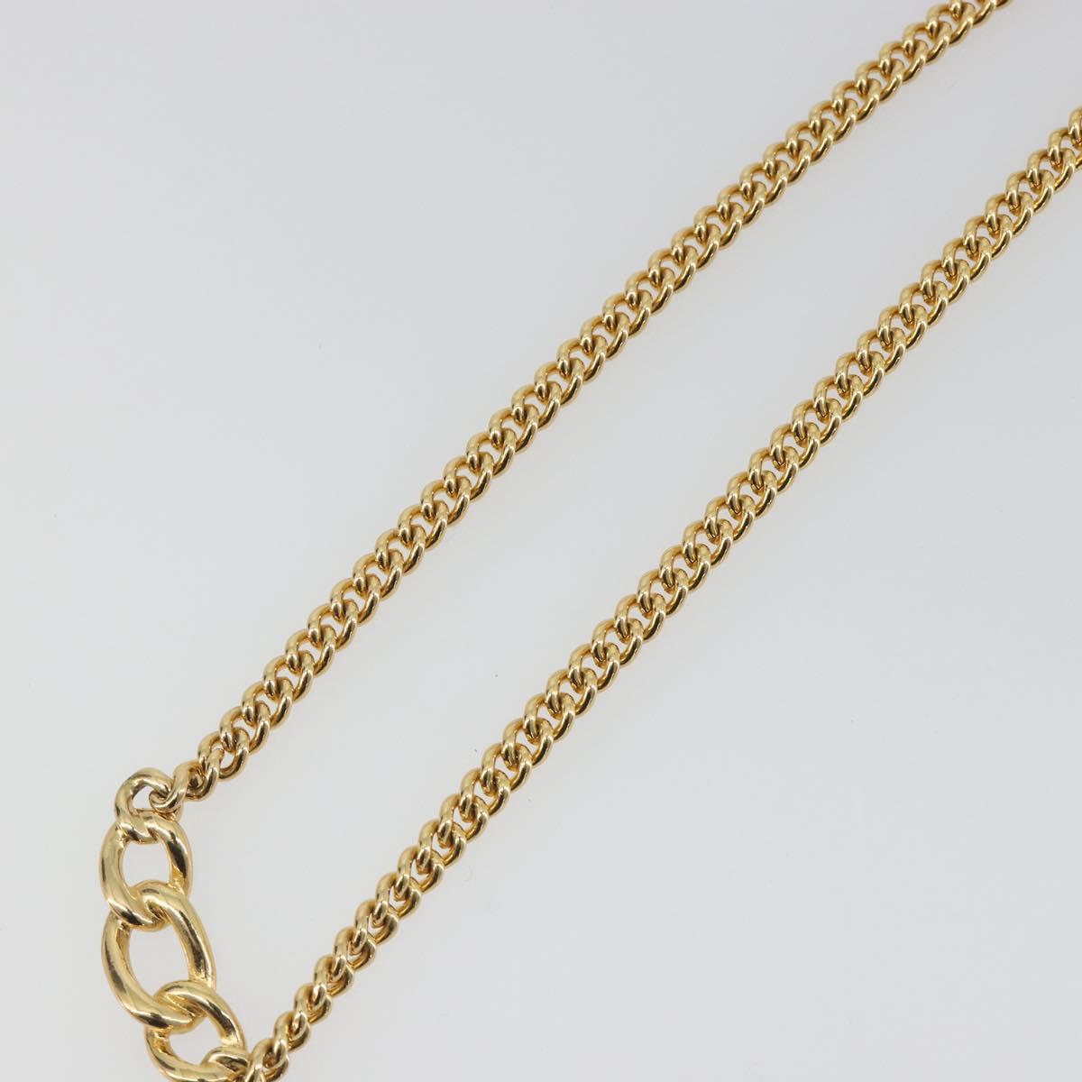 Christian Dior Necklace Metal Gold Tone Black Auth bs36528