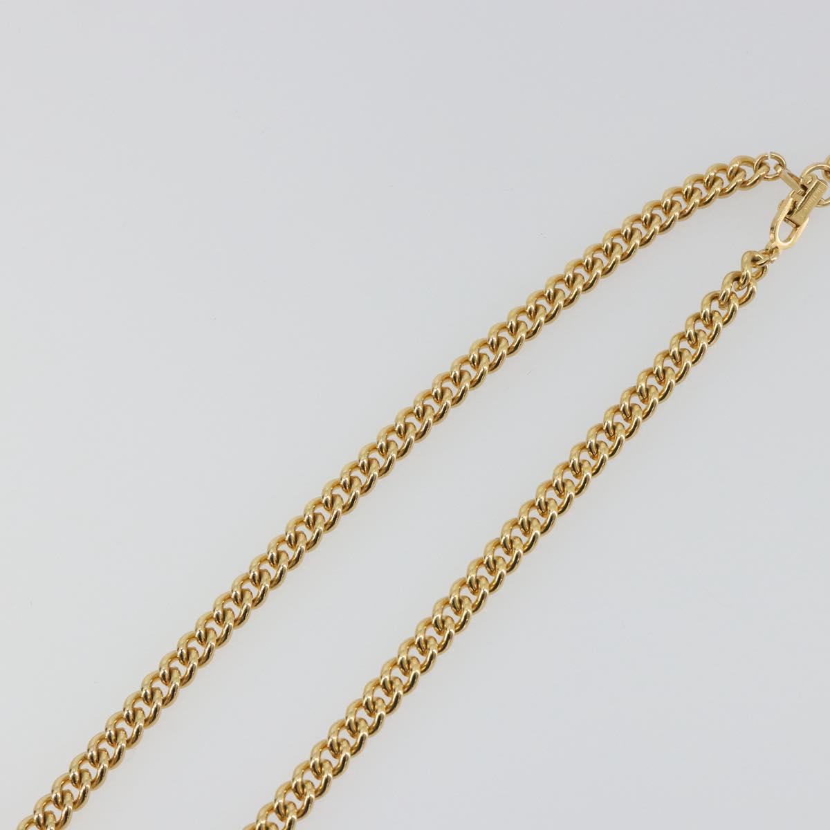 Christian Dior Necklace Metal Gold Tone Black Auth bs36528