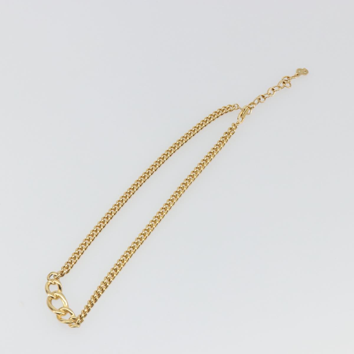 Christian Dior Necklace Metal Gold Tone Black Auth bs36528