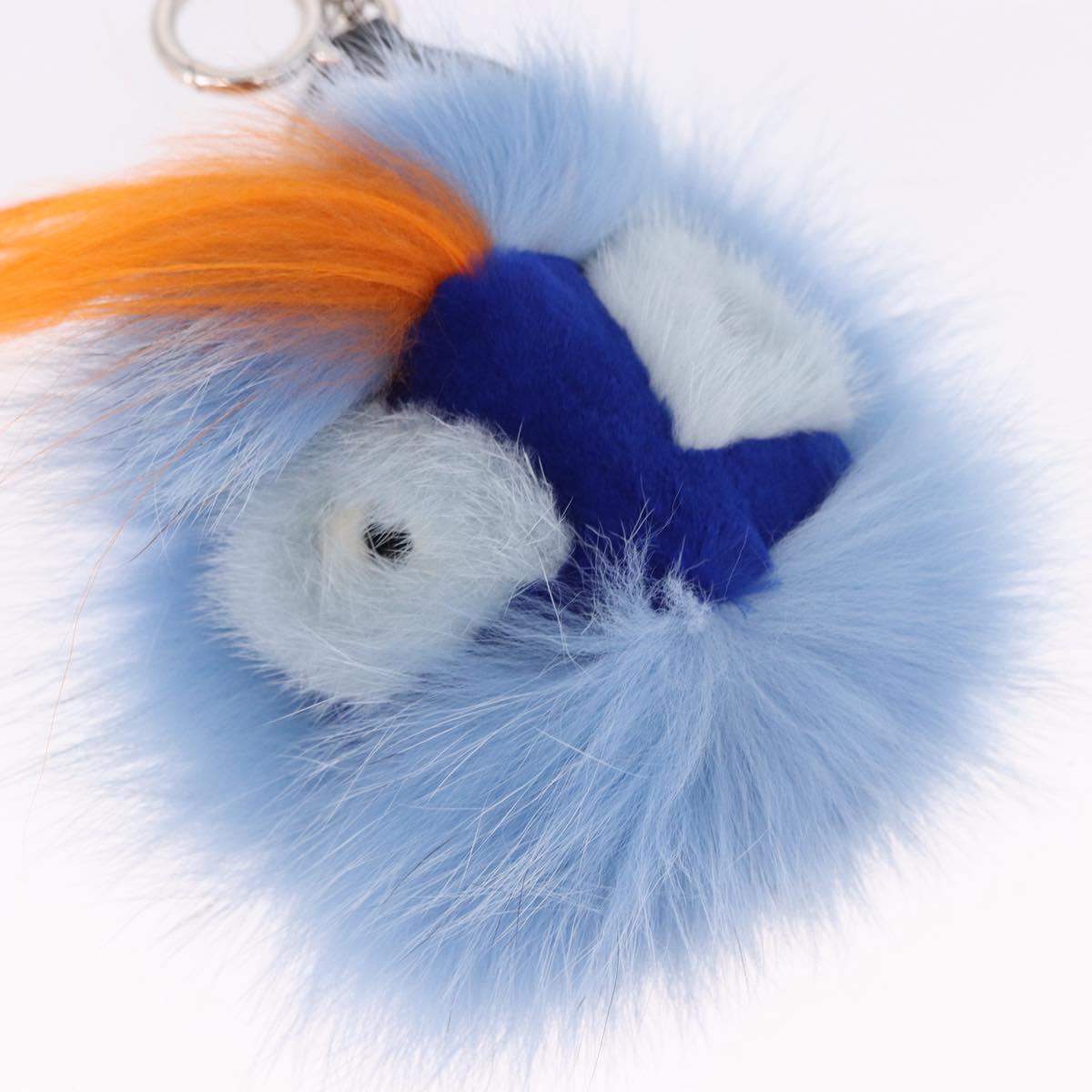FENDI Monster Charm Fur Blue Silver Auth bs36529A