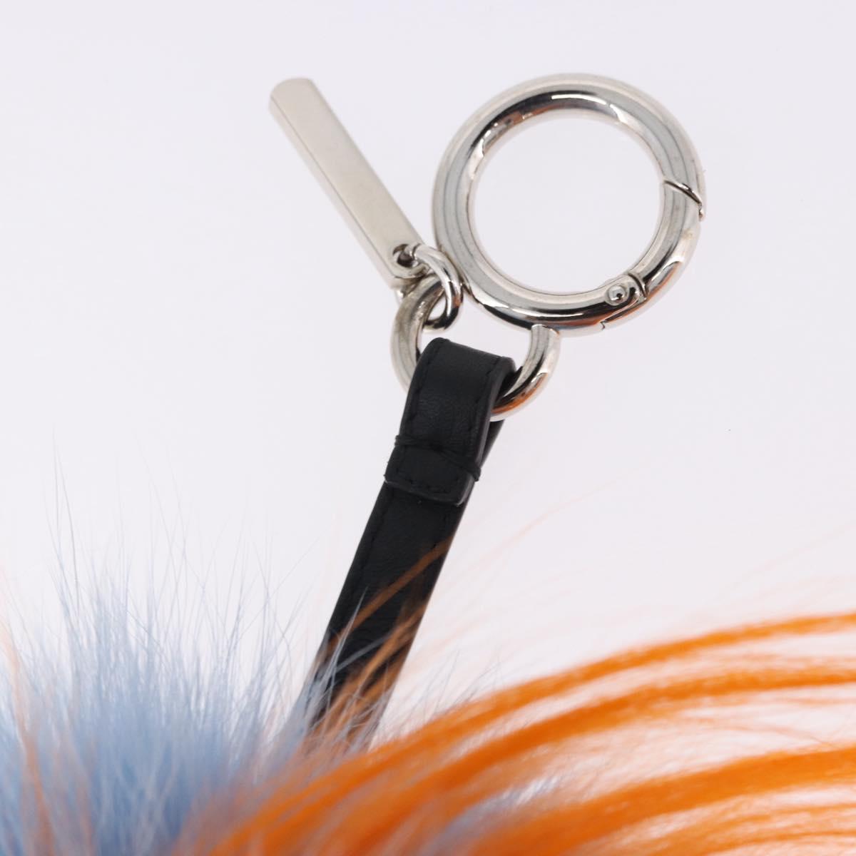 FENDI Monster Charm Fur Blue Silver Auth bs36529A