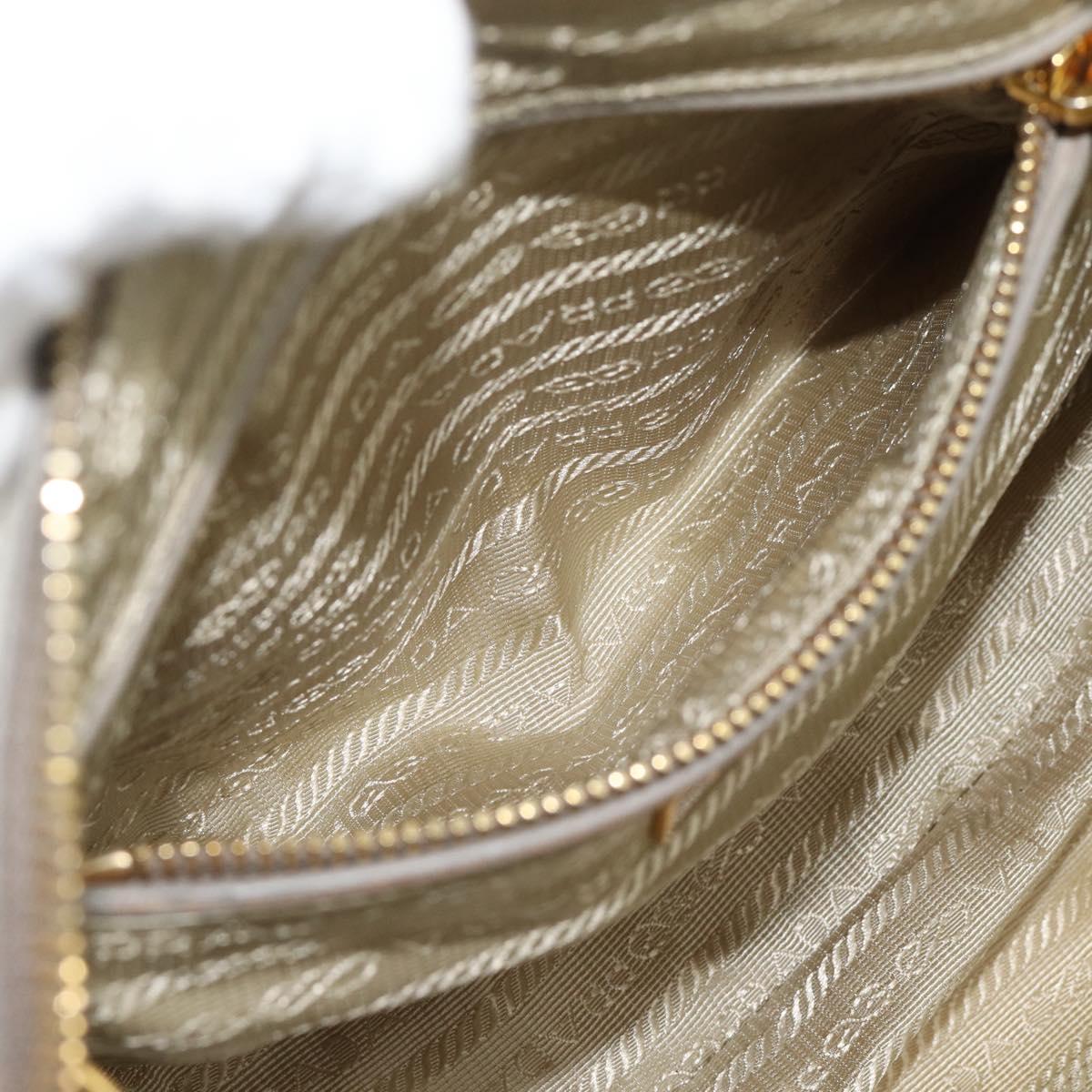 PRADA Chain Shoulder Bag Nylon Beige Gold Auth bs36530