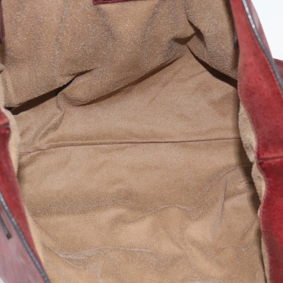 PRADA Hand Bag Leather Red Gold Auth bs36531