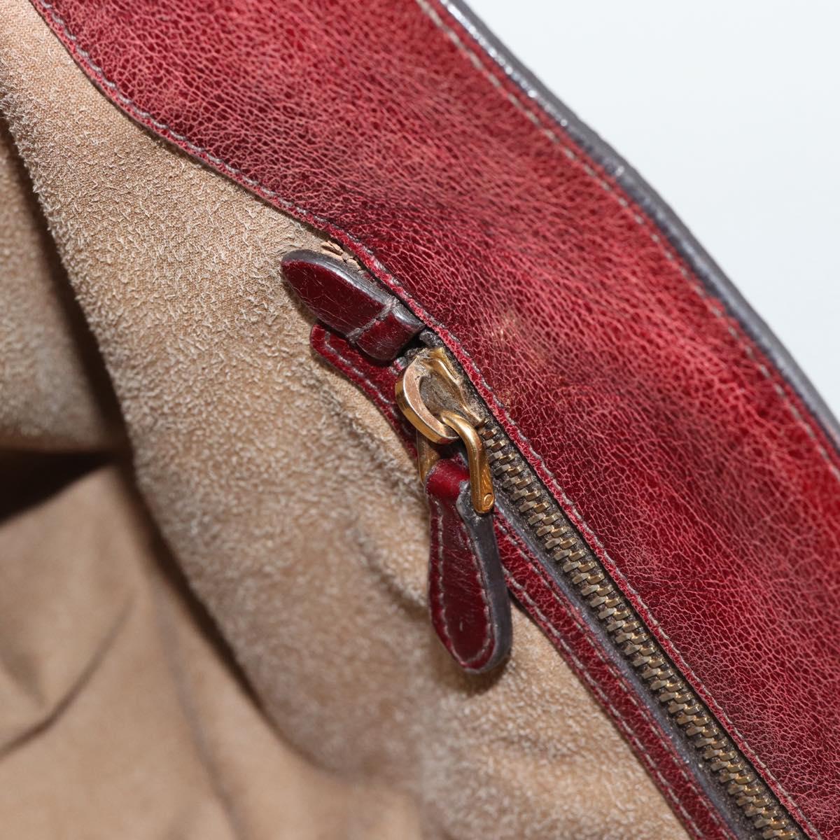 PRADA Hand Bag Leather Red Gold Auth bs36531