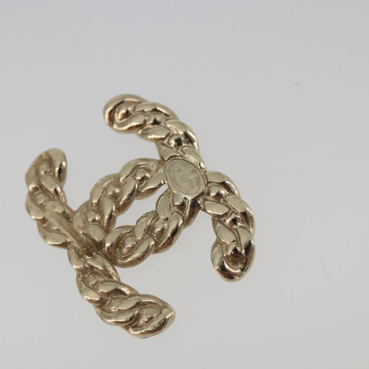 CHANEL Earring Metal Gold Tone CC Auth bs36533