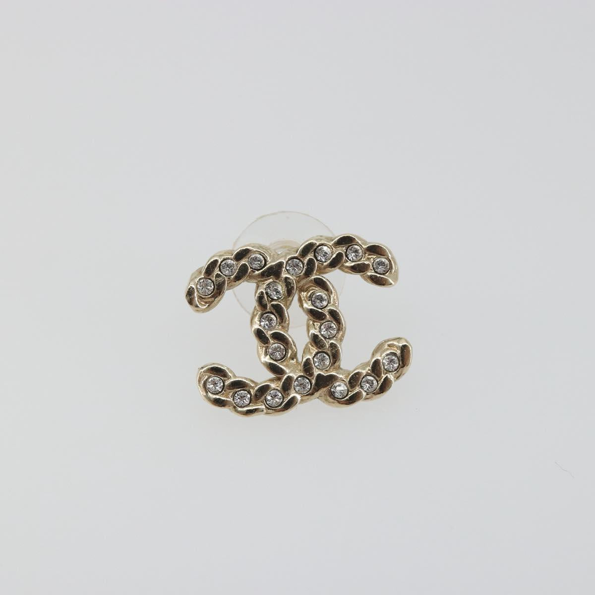 CHANEL Earring Metal Gold Tone CC Auth bs36533