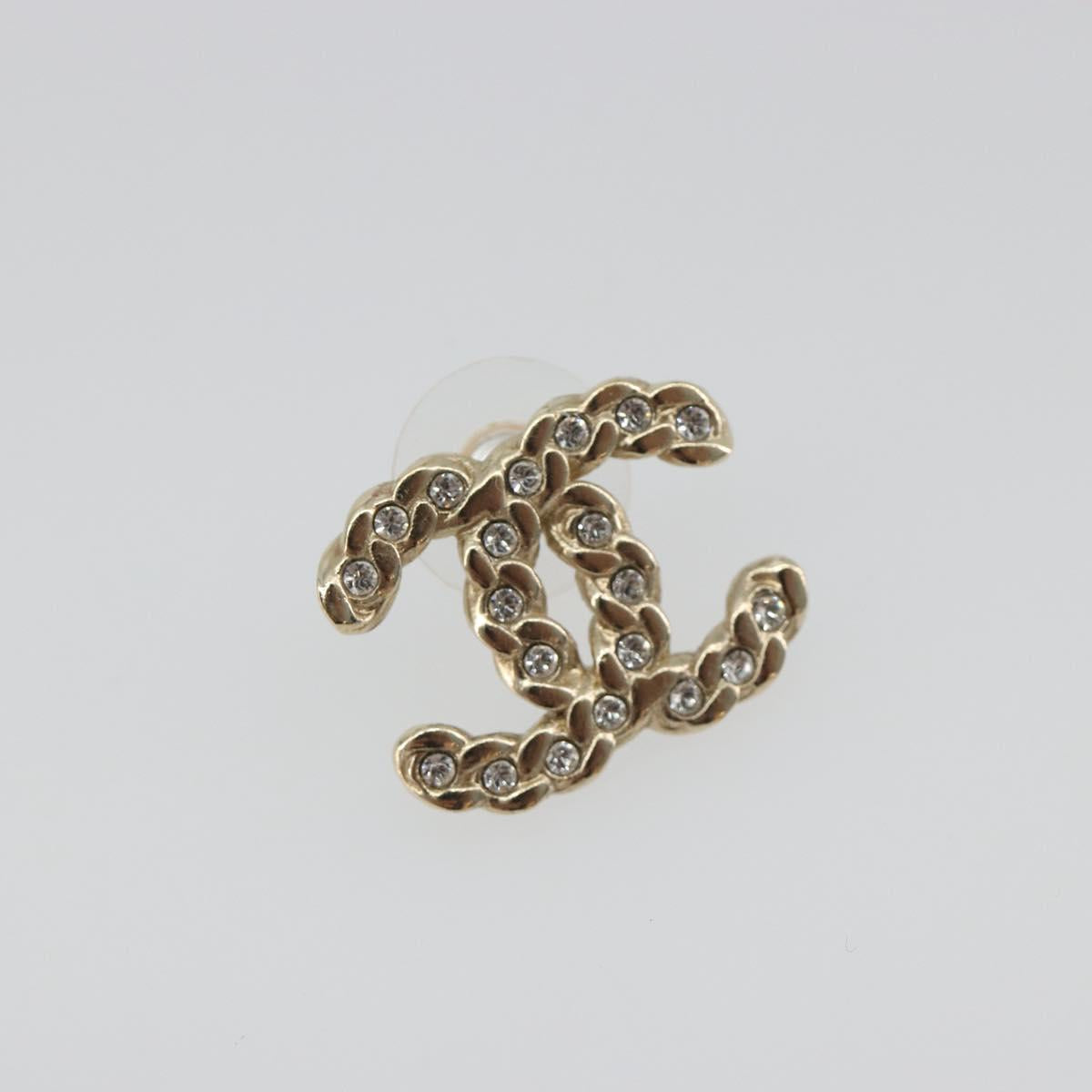 CHANEL Earring Metal Gold Tone CC Auth bs36533