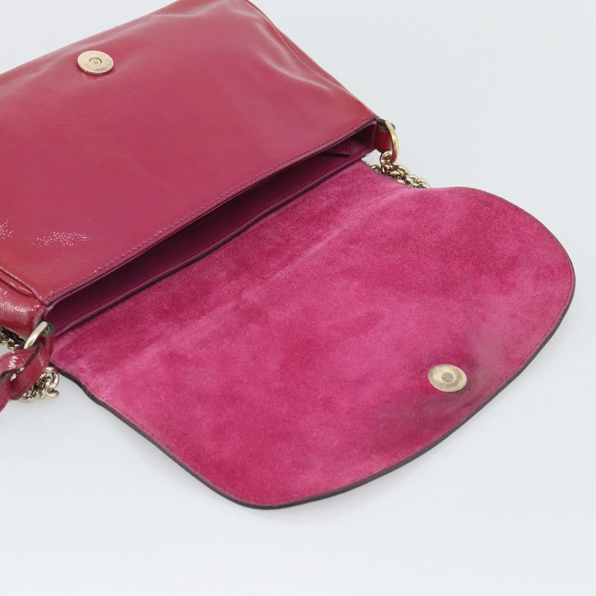 GUCCI Soho Chain Shoulder Bag Patent Leather Pink Gold 336752 Auth bs36537