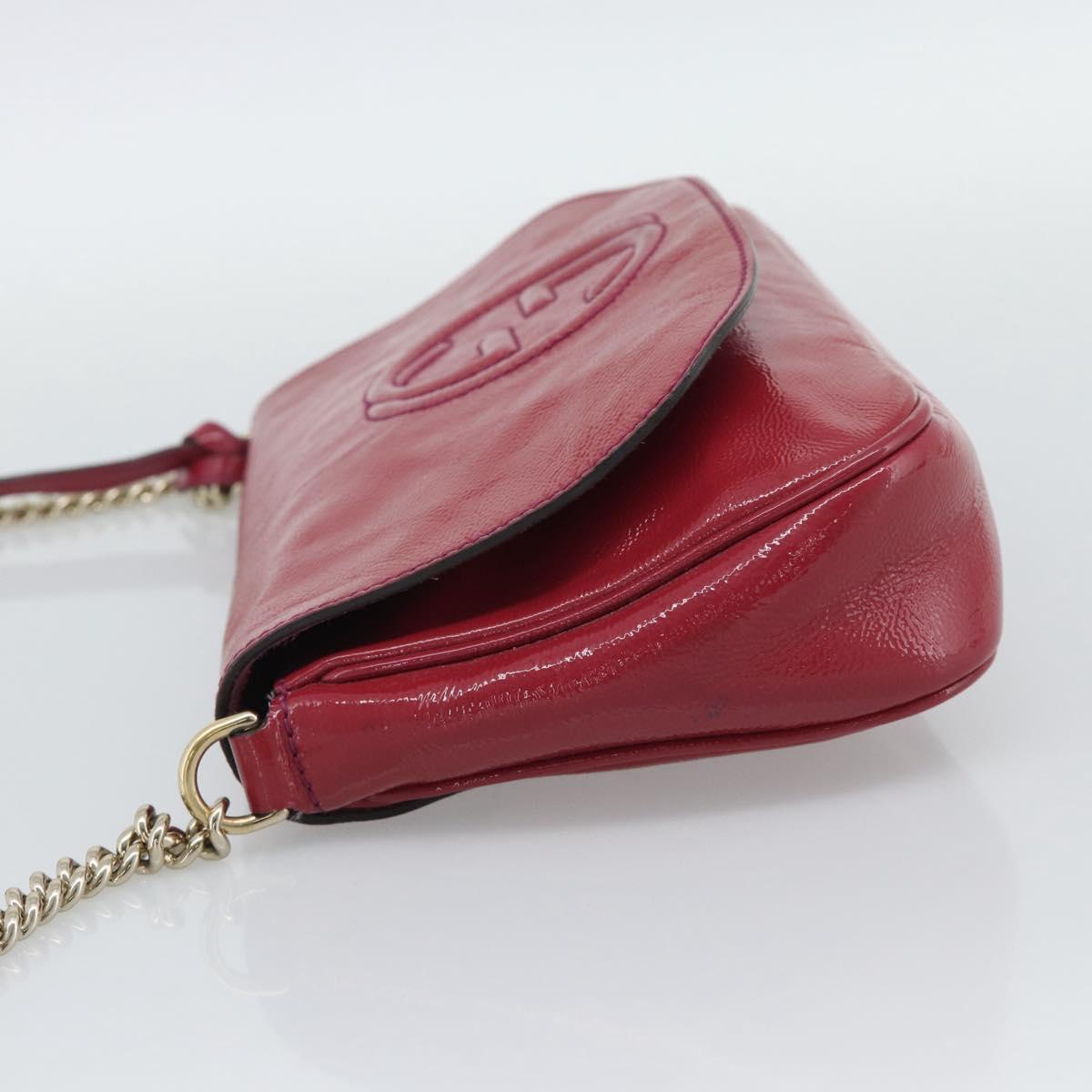 GUCCI Soho Chain Shoulder Bag Patent Leather Pink Gold 336752 Auth bs36537