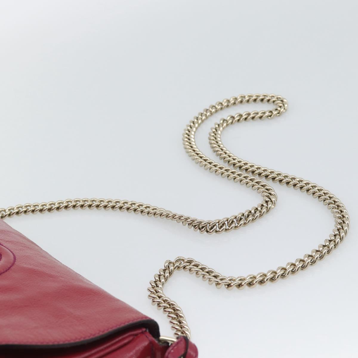 GUCCI Soho Chain Shoulder Bag Patent Leather Pink Gold 336752 Auth bs36537