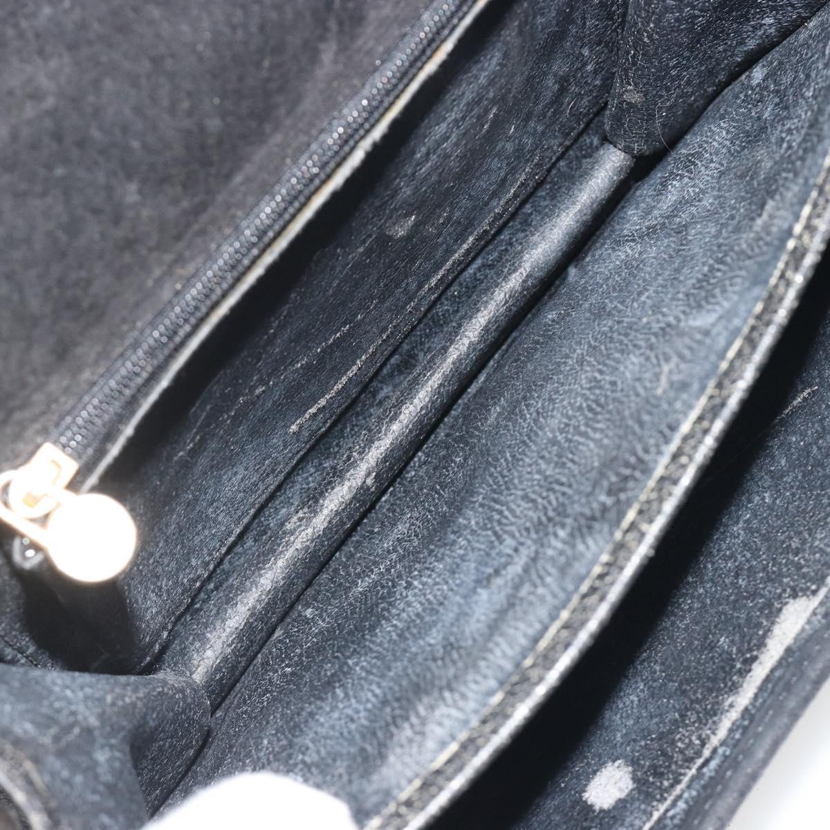 FENDI Shoulder Bag Suede Black Gold Auth bs36539