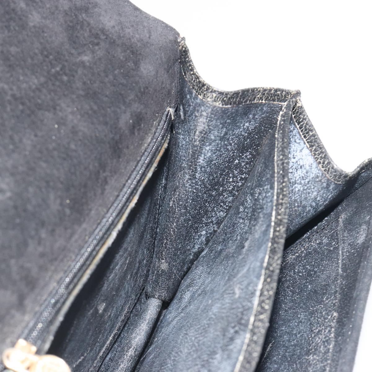 FENDI Shoulder Bag Suede Black Gold Auth bs36539