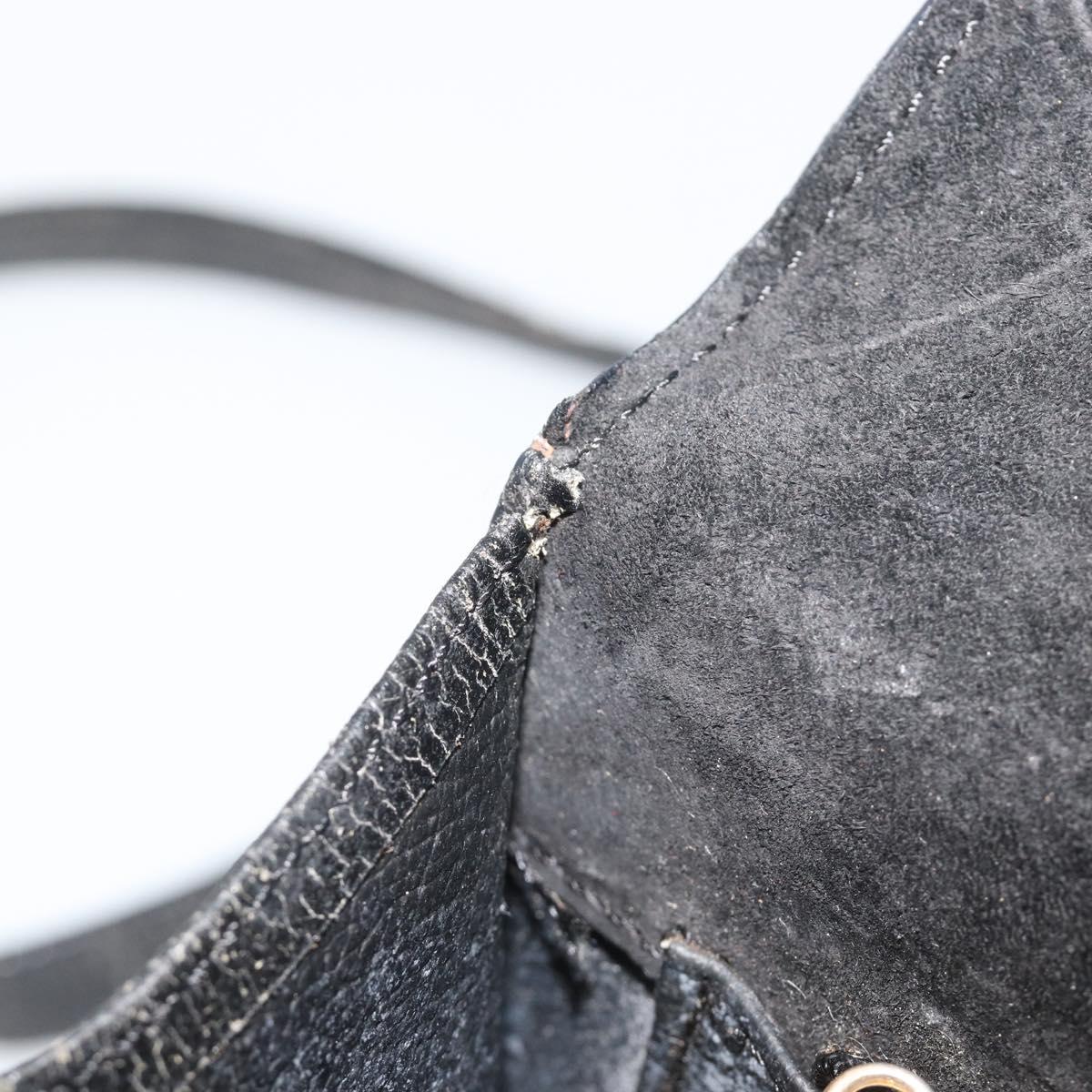 FENDI Shoulder Bag Suede Black Gold Auth bs36539