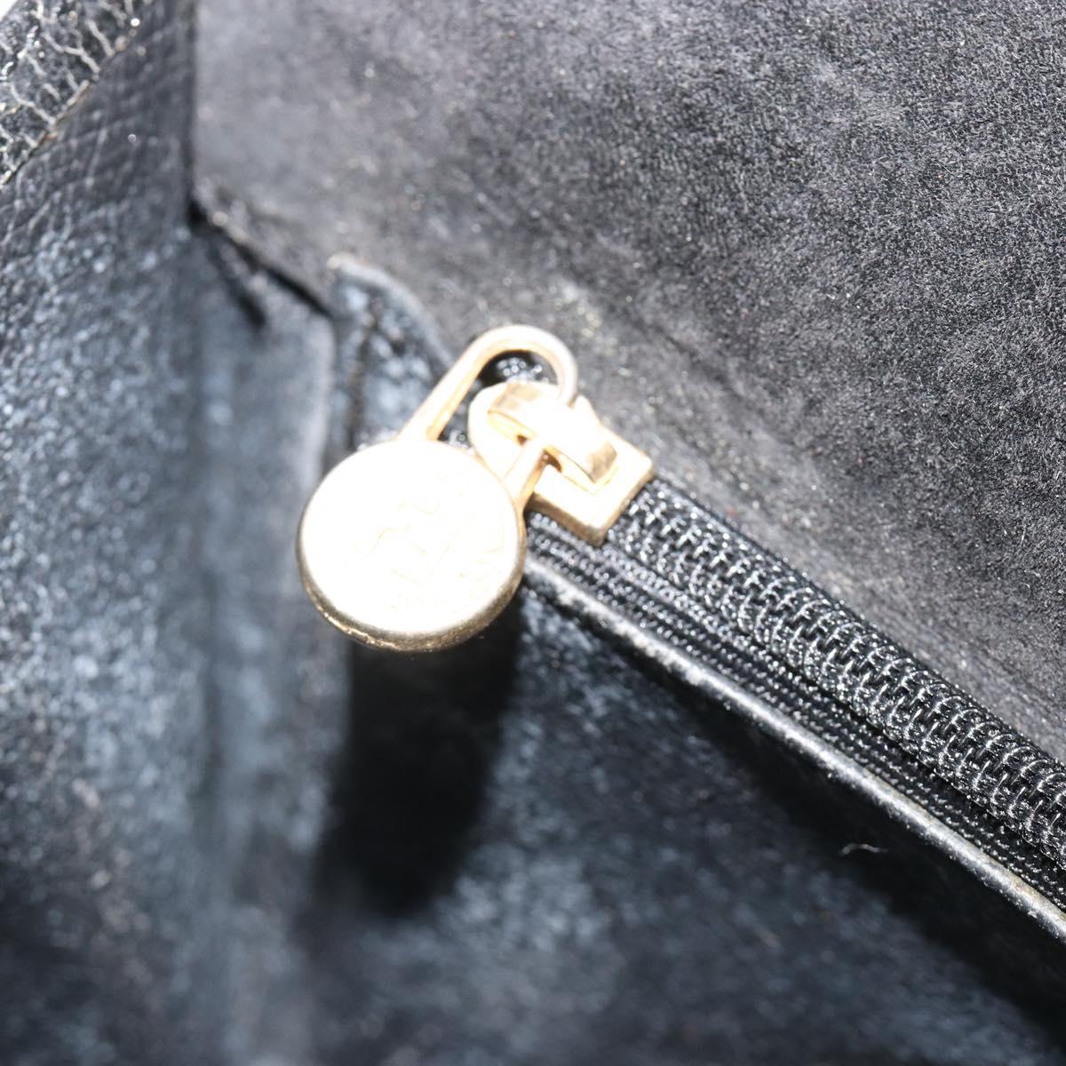 FENDI Shoulder Bag Suede Black Gold Auth bs36539