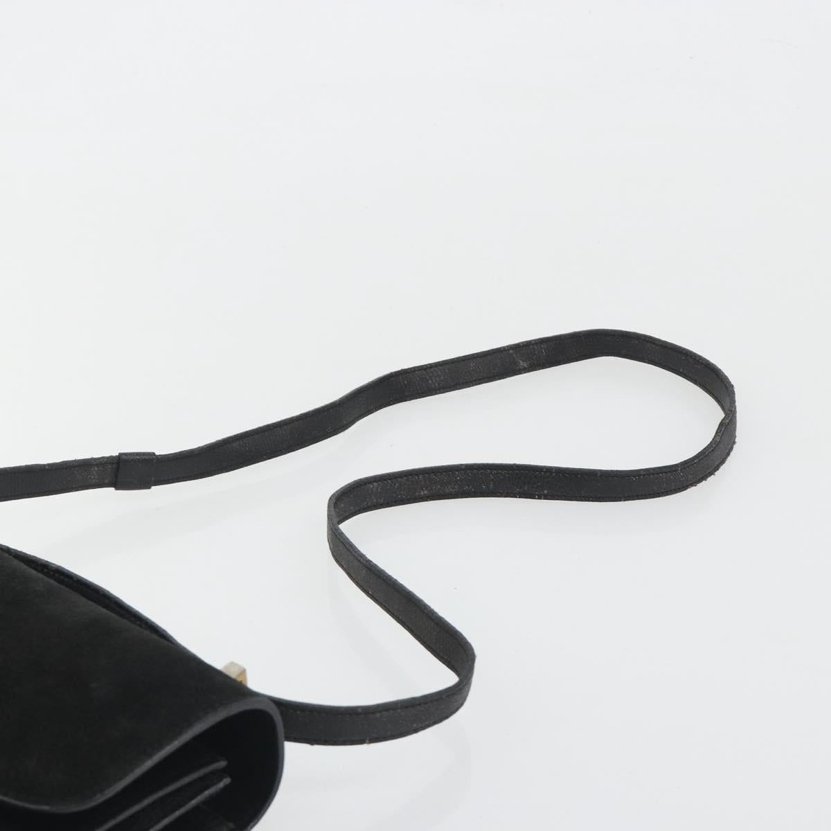 FENDI Shoulder Bag Suede Black Gold Auth bs36539