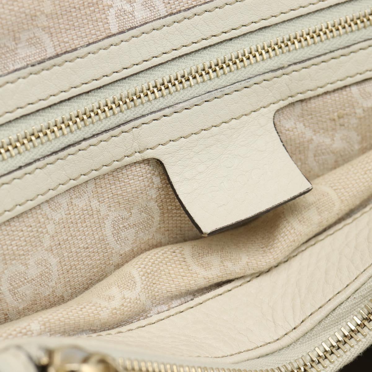 GUCCI Bamboo Hand Bag Leather White Gold 282317 Auth bs36540