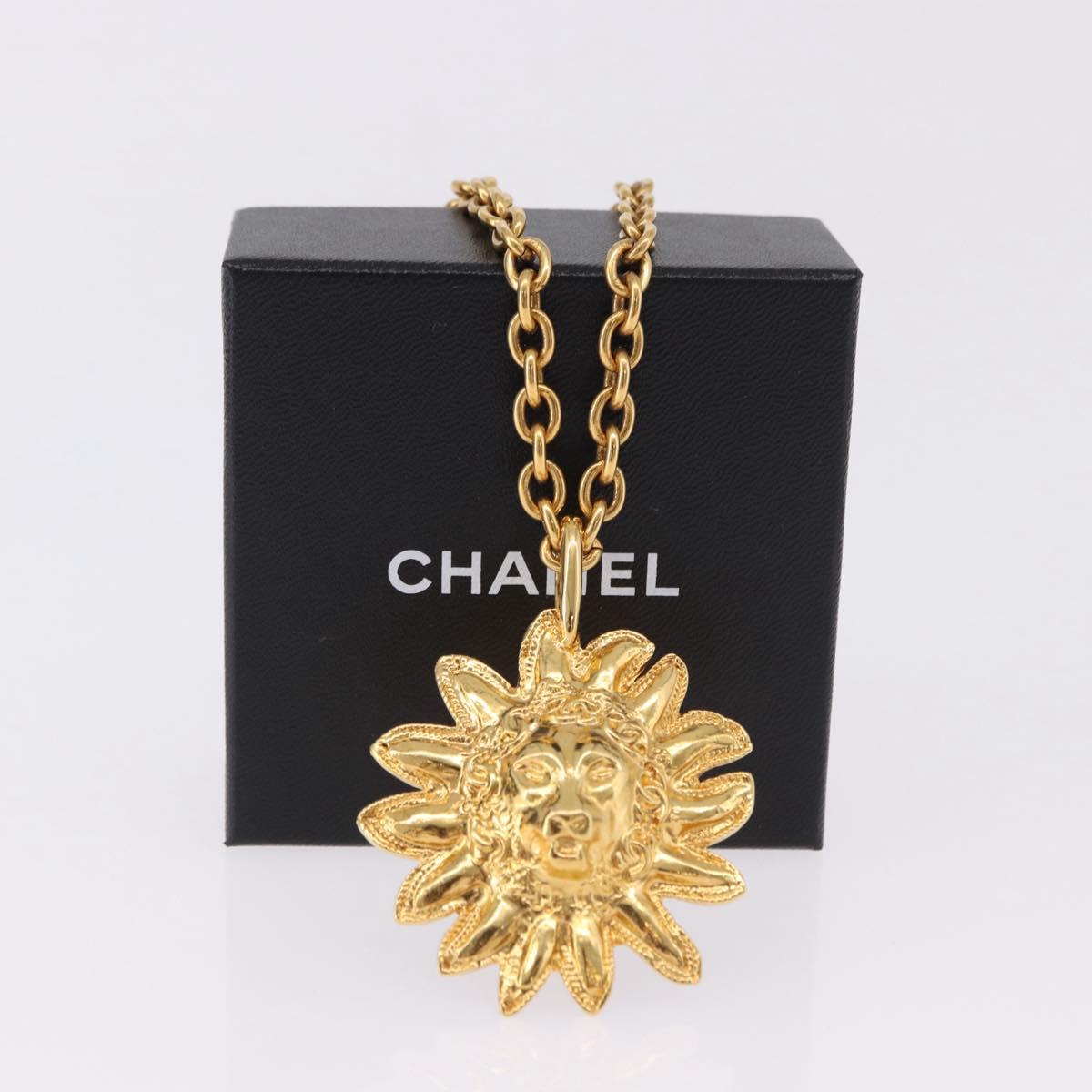 CHANEL Necklace Metal Gold Tone CC Auth bs36542V