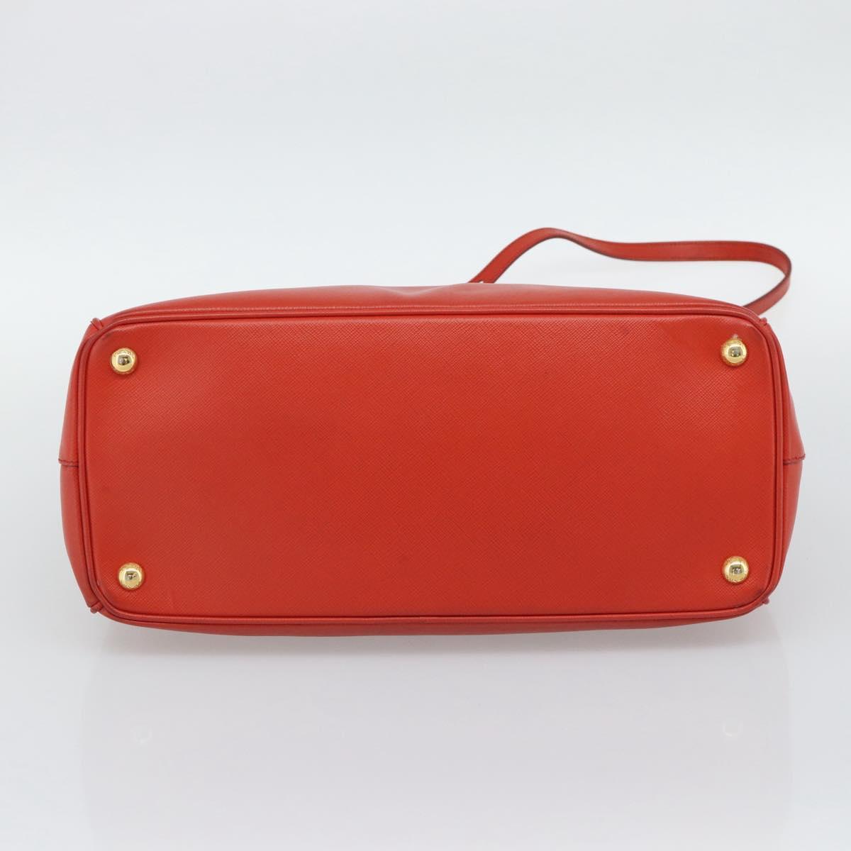 PRADA Hand Bag Safiano Leather 2way Orange Gold Auth bs36543