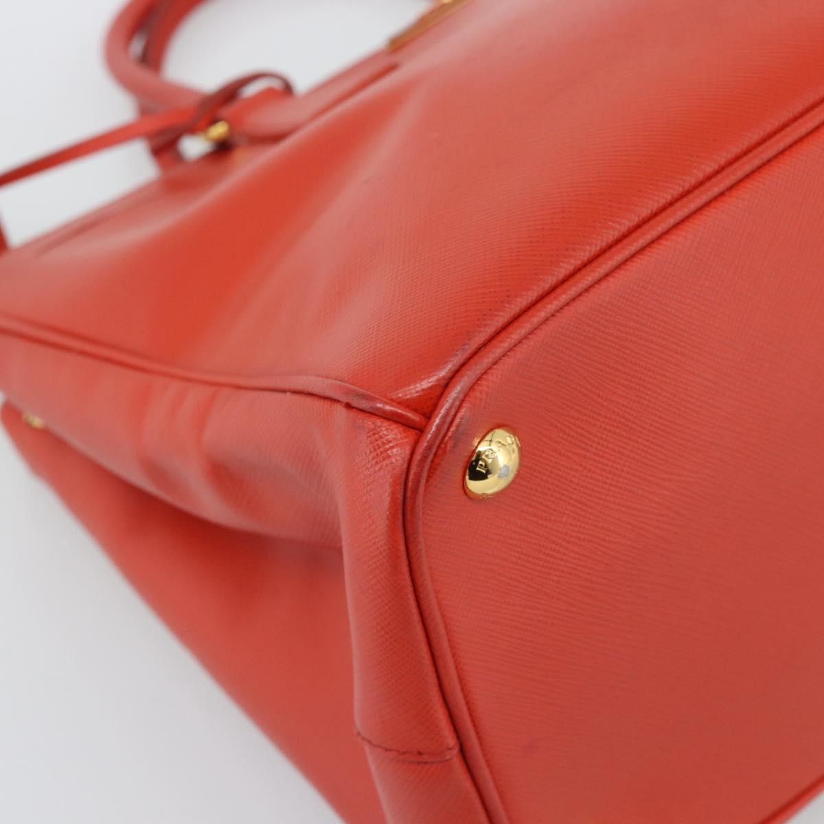 PRADA Hand Bag Safiano Leather 2way Orange Gold Auth bs36543