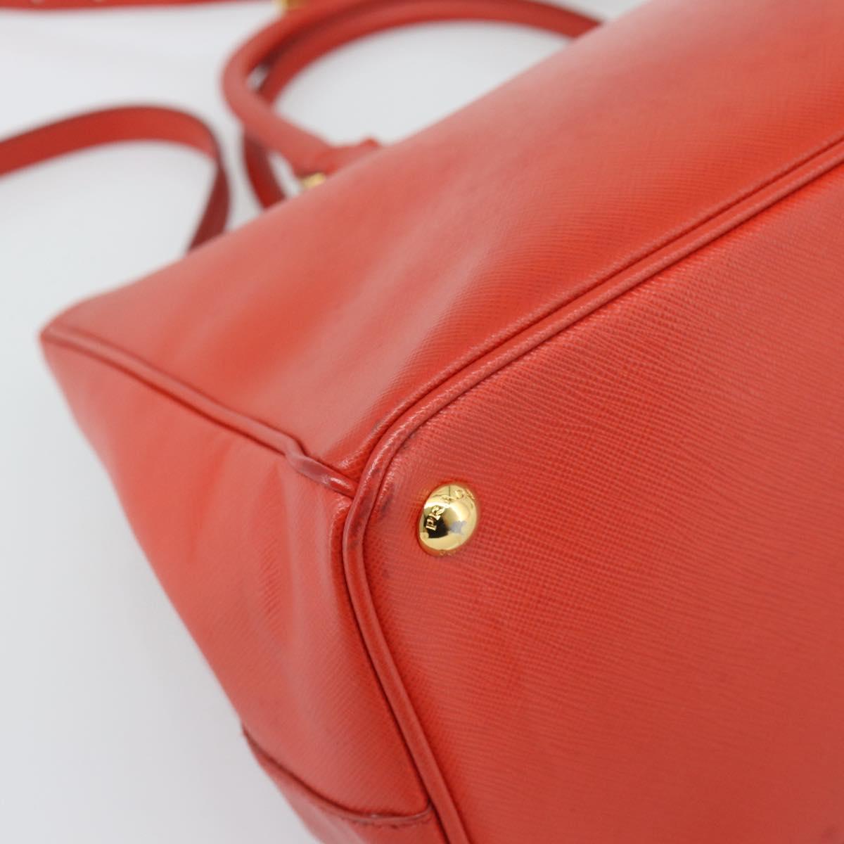 PRADA Hand Bag Safiano Leather 2way Orange Gold Auth bs36543