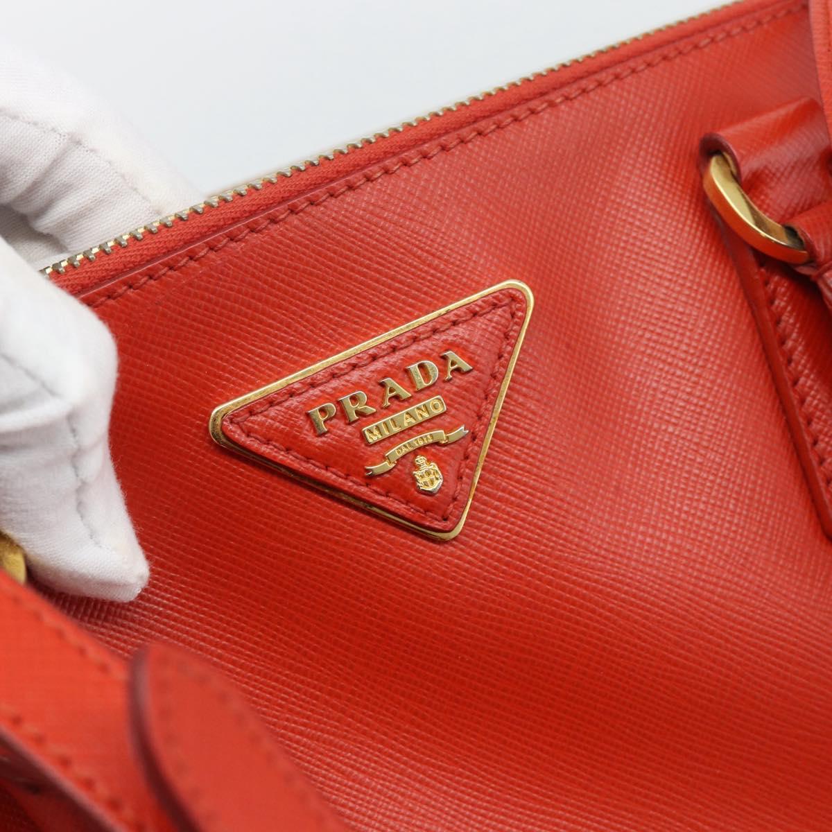 PRADA Hand Bag Safiano Leather 2way Orange Gold Auth bs36543